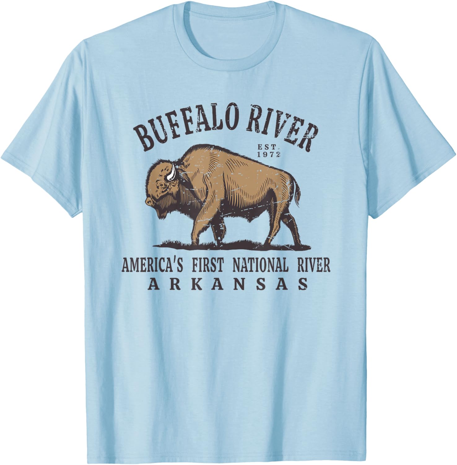 Buffalo National River Arkansas Est 1972 T-Shirt - T-Shirt | Light Blue
