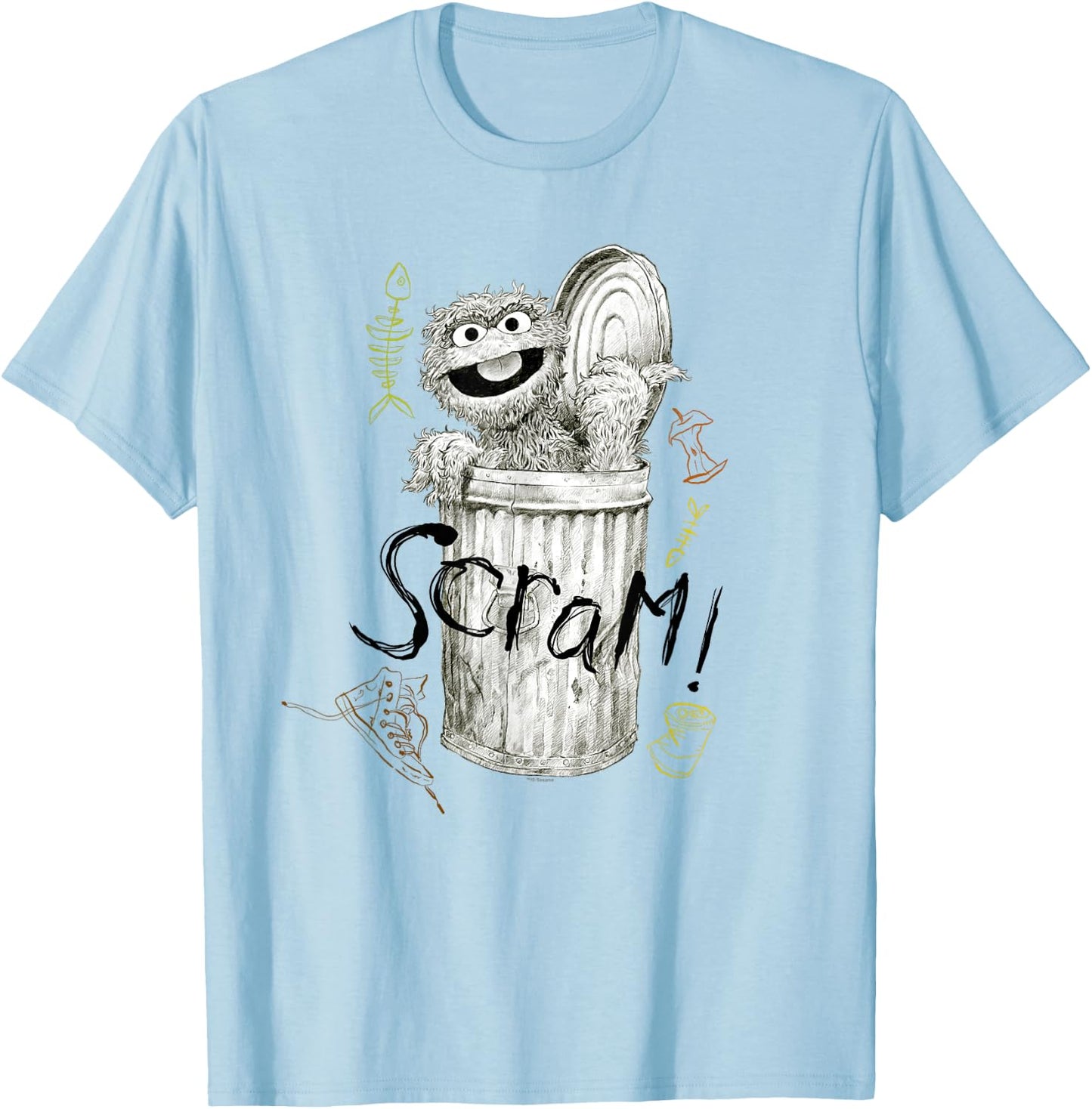 Sesame Street Oscar The Grouch Scram! T-Shirt - T-Shirt | Light Blue