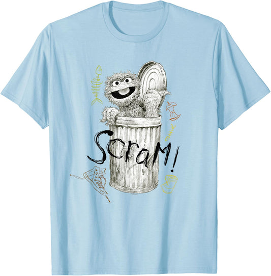 Sesame Street Oscar The Grouch Scram! T-Shirt - T-Shirt | Light Blue