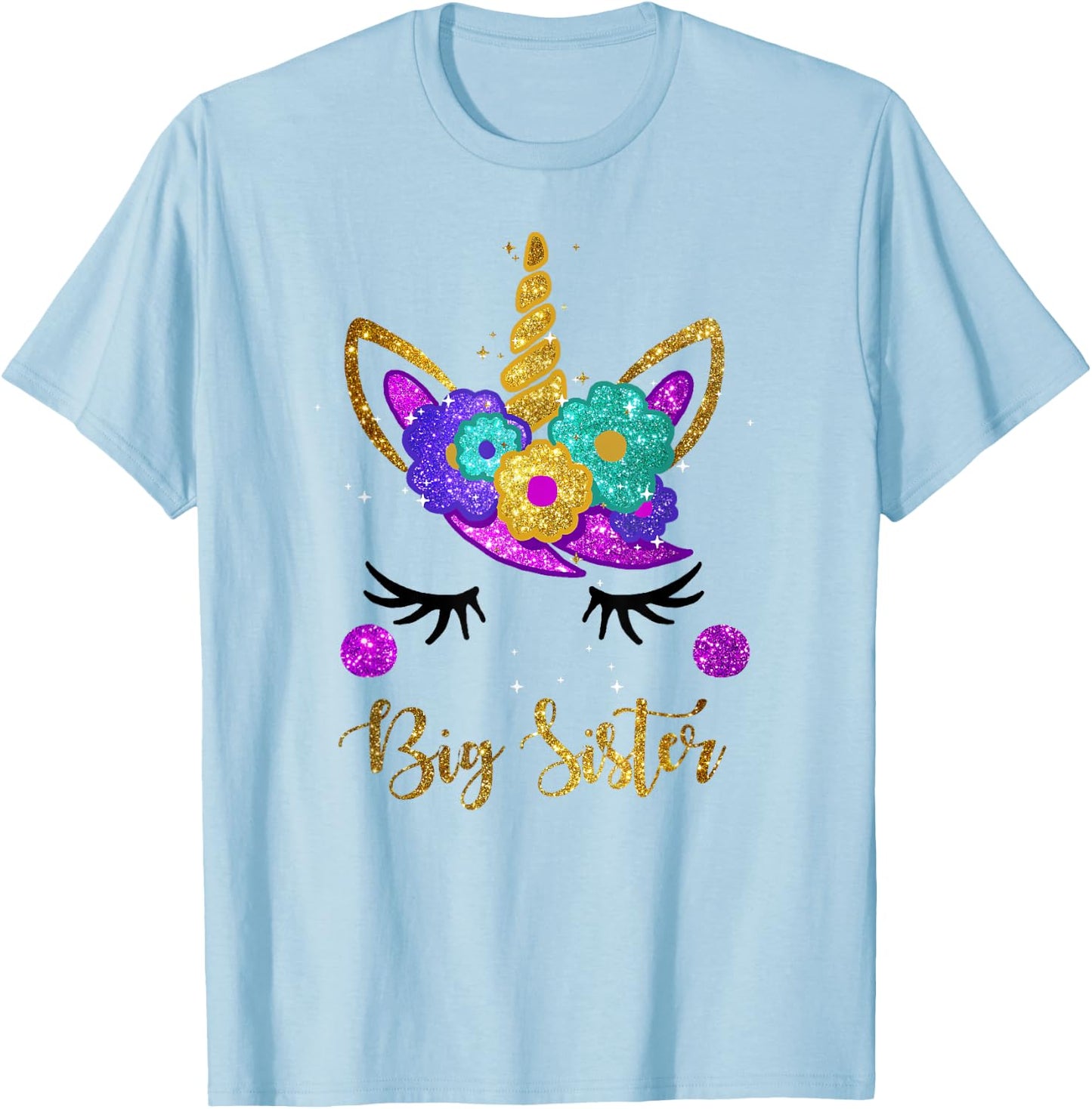 Big Sister Unicorn Birthday Girl Unicorn Gift T-Shirt - T-Shirt | Light Blue