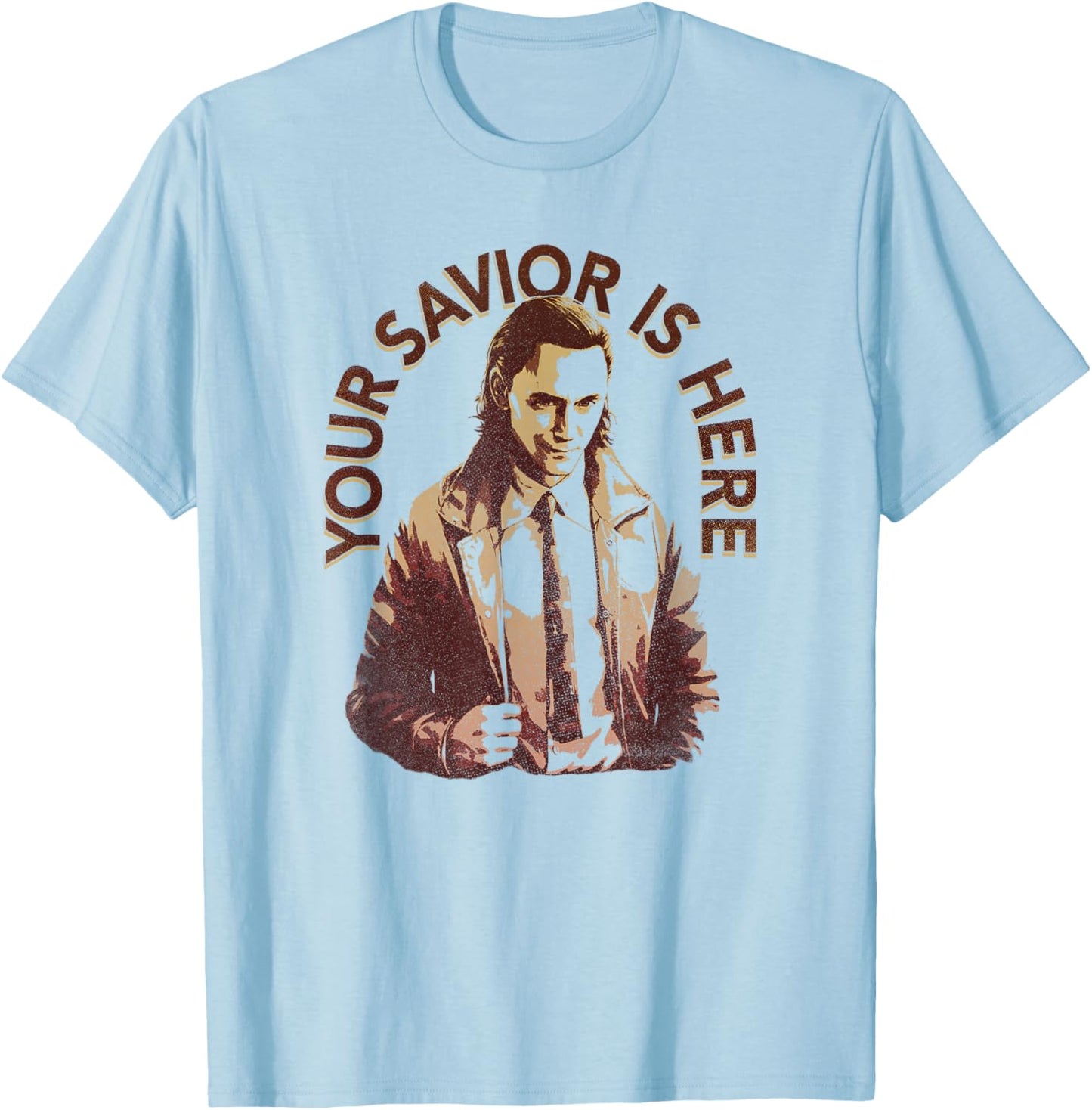 Marvel Loki Your Savior Is Here Faded Portrait T-Shirt - T-Shirt | Light Blue