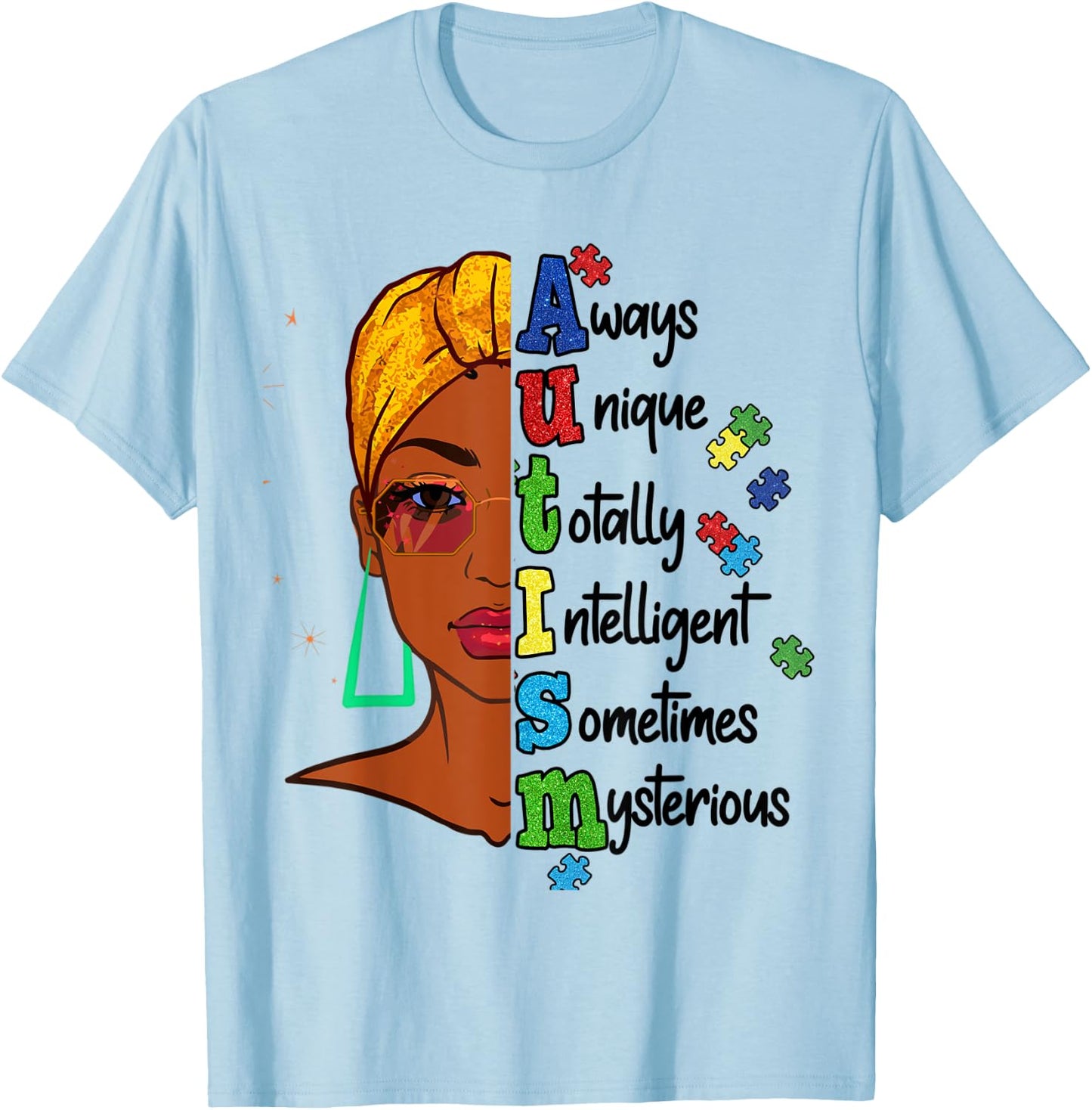 Autism Awareness Month Queen Love Support Women Kid Girls T-Shirt - T-Shirt | Light Blue