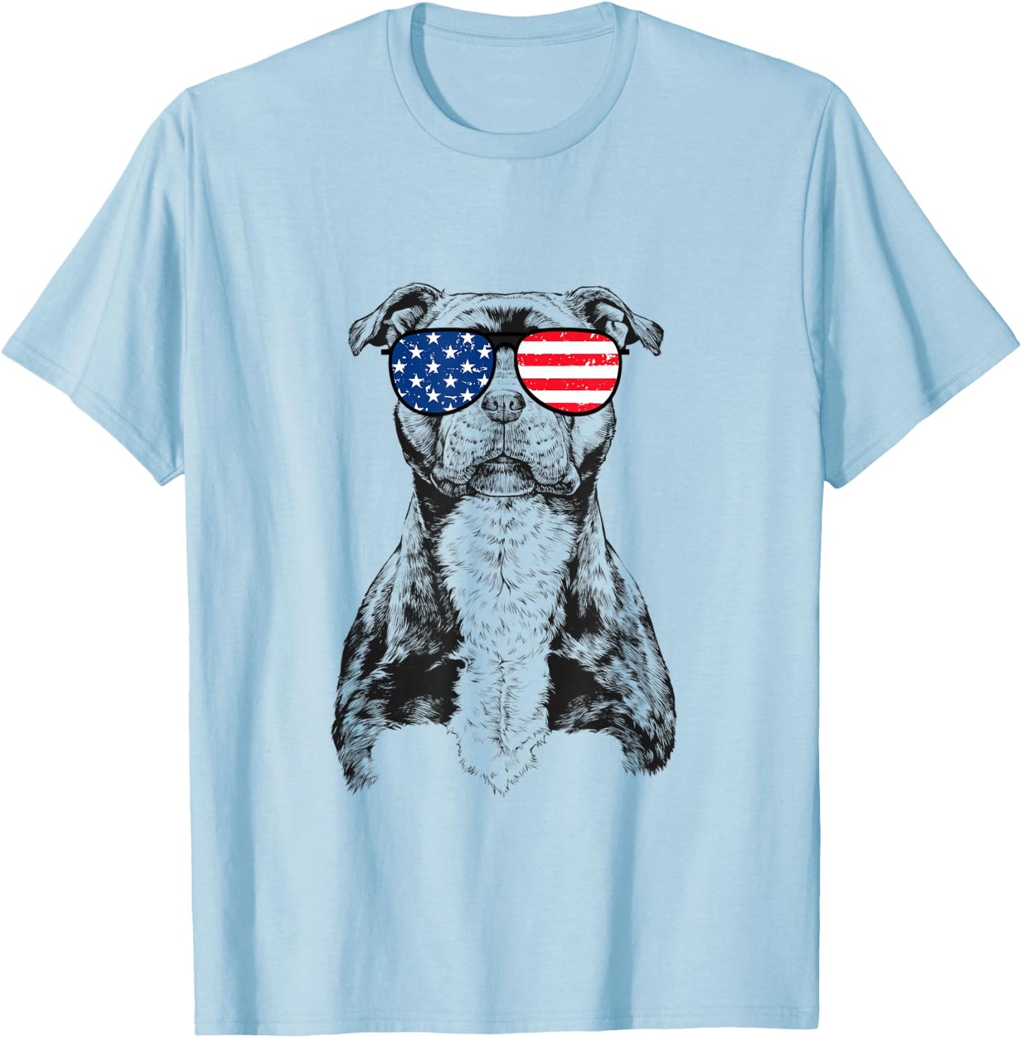 4th of July Stafford Staffy Dog Patriotic USA Sunglasses Kids Men T-Shirt - T-Shirt | Light Blue