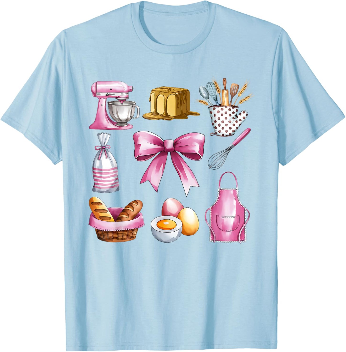 Cute Kitchen Essentials and Baking Fun T-Shirt - T-Shirt | Light Blue