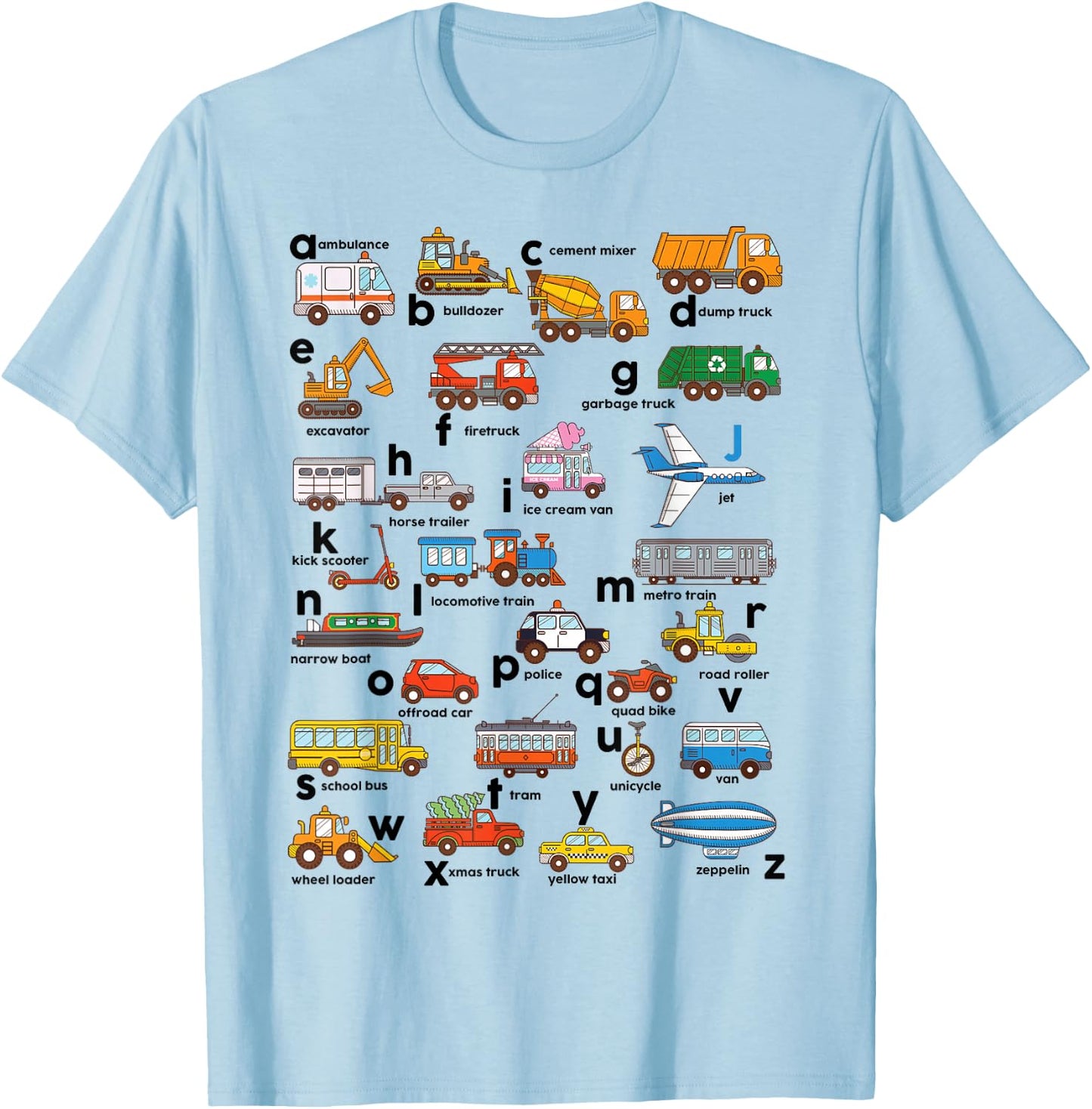 Truck-Shirt Construction Vehicles ABC Boys Men Women Toddler T-Shirt - T-Shirt | Light Blue