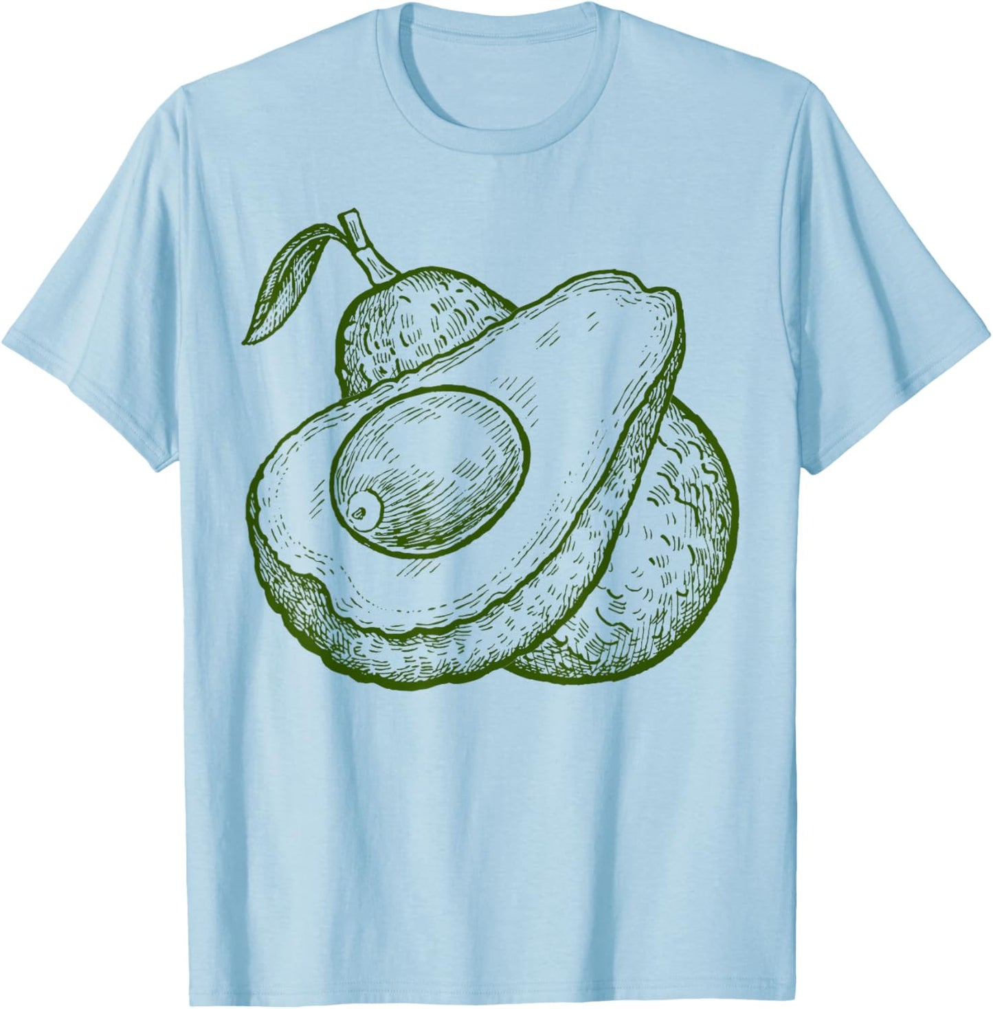 Avocado Fruit and Seeds Retro Vintage Drawing - Avocado T-Shirt - T-Shirt | Light Blue