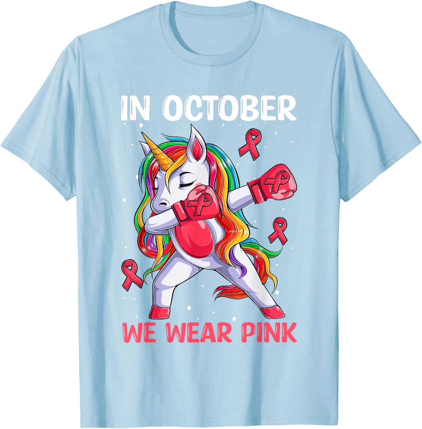 Girls Breast Cancer Shirts Kids Toddlers T-Shirt - T-Shirt | Light Blue