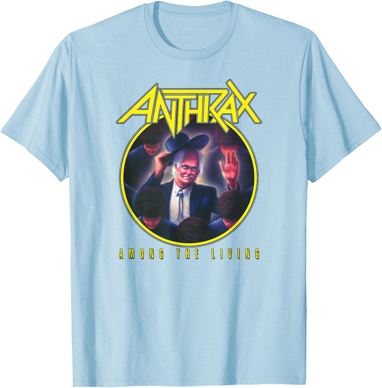 Anthrax – Among The Living Yellow Logo T-Shirt - T-Shirt | Light Blue