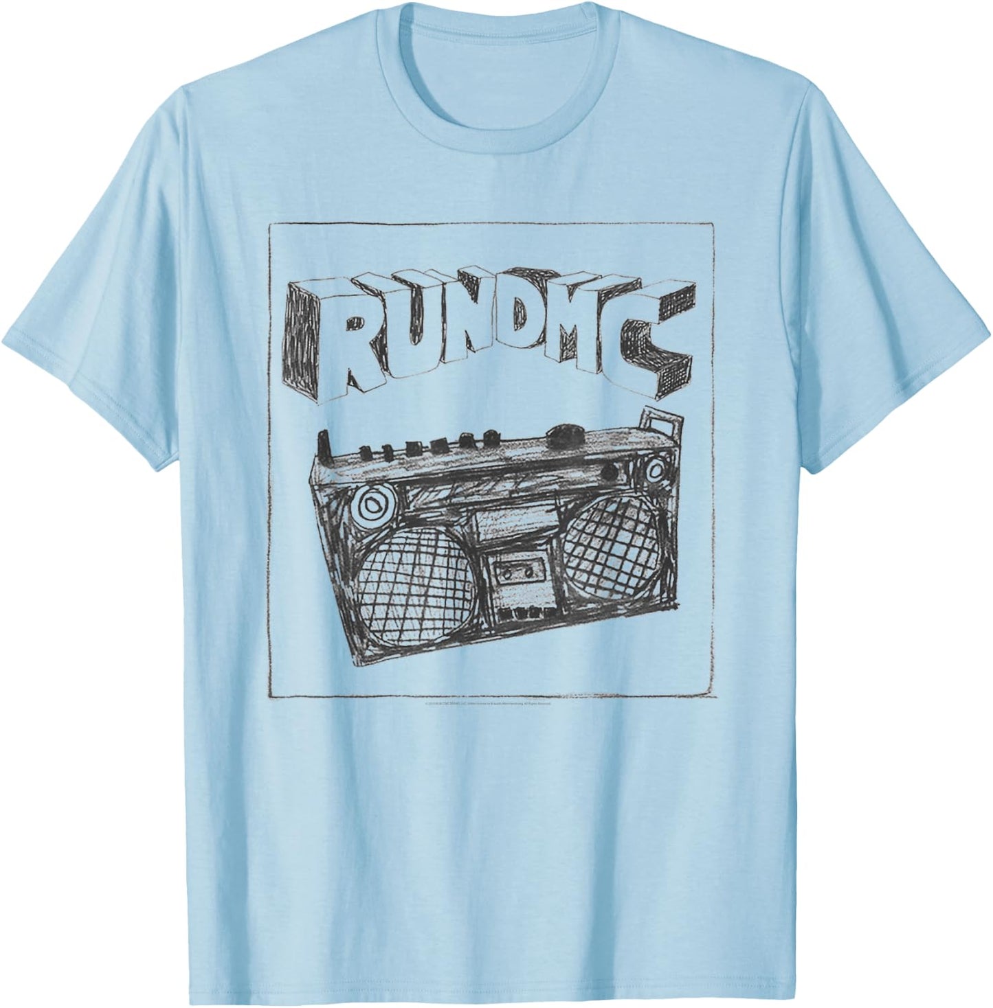Run DMC Official Boombox Charcoal Sketch T-Shirt - T-Shirt | Light Blue