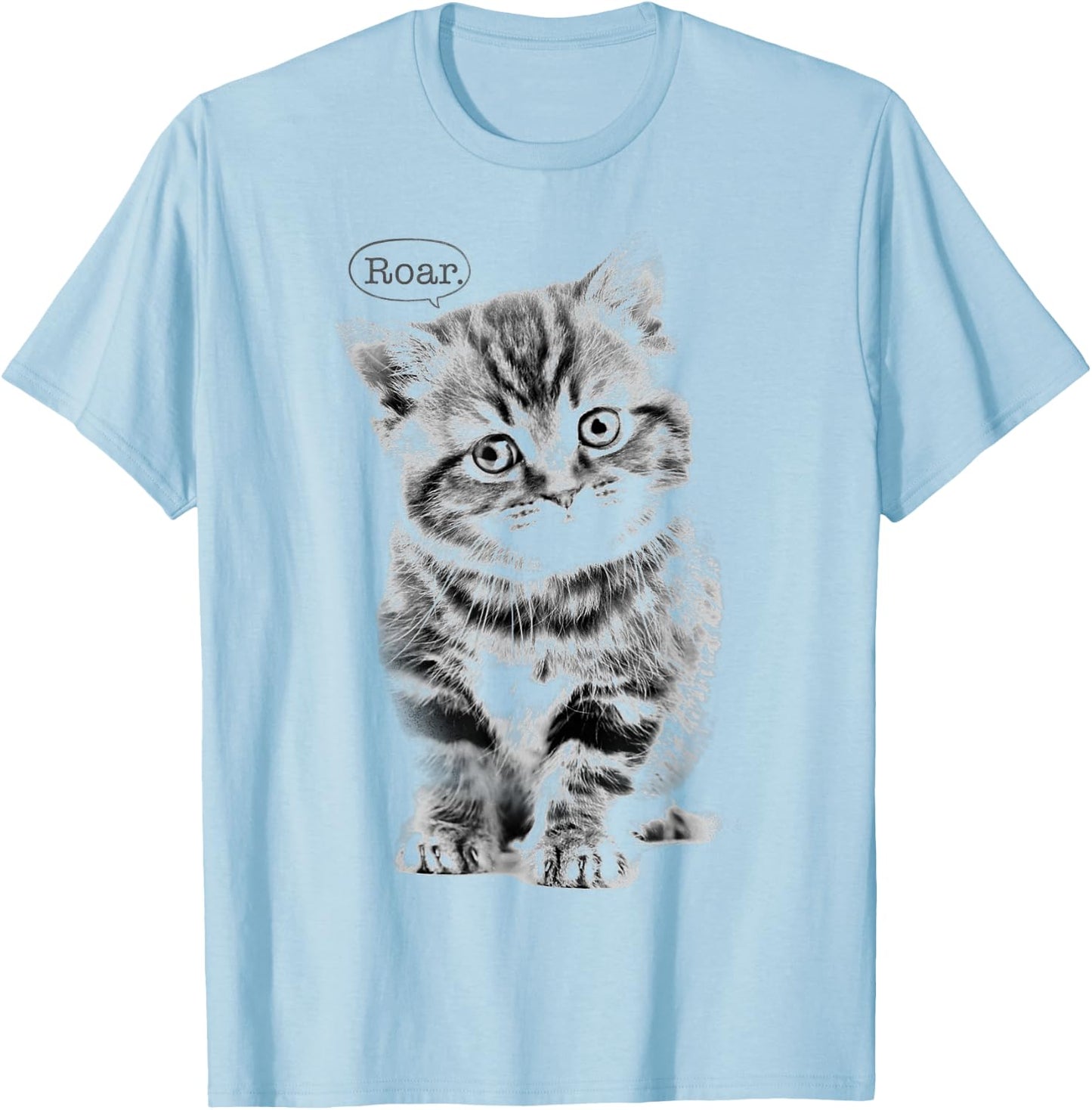 Trendy Roar Kitten Text Bubble Animal Humour T-Shirt - T-Shirt | Light Blue
