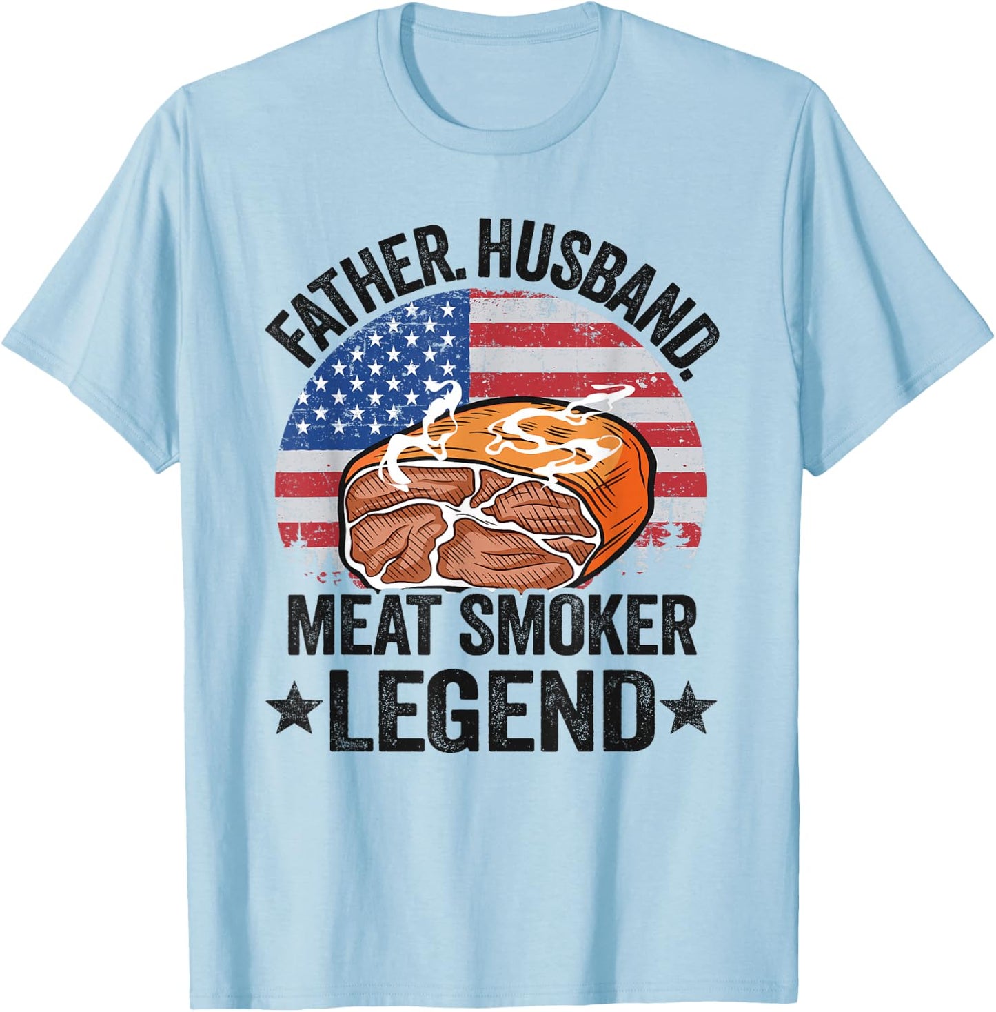 Father Husband Meat Smoker Legend Brisket Dad Meat Smoking T-Shirt - T-Shirt | Light Blue