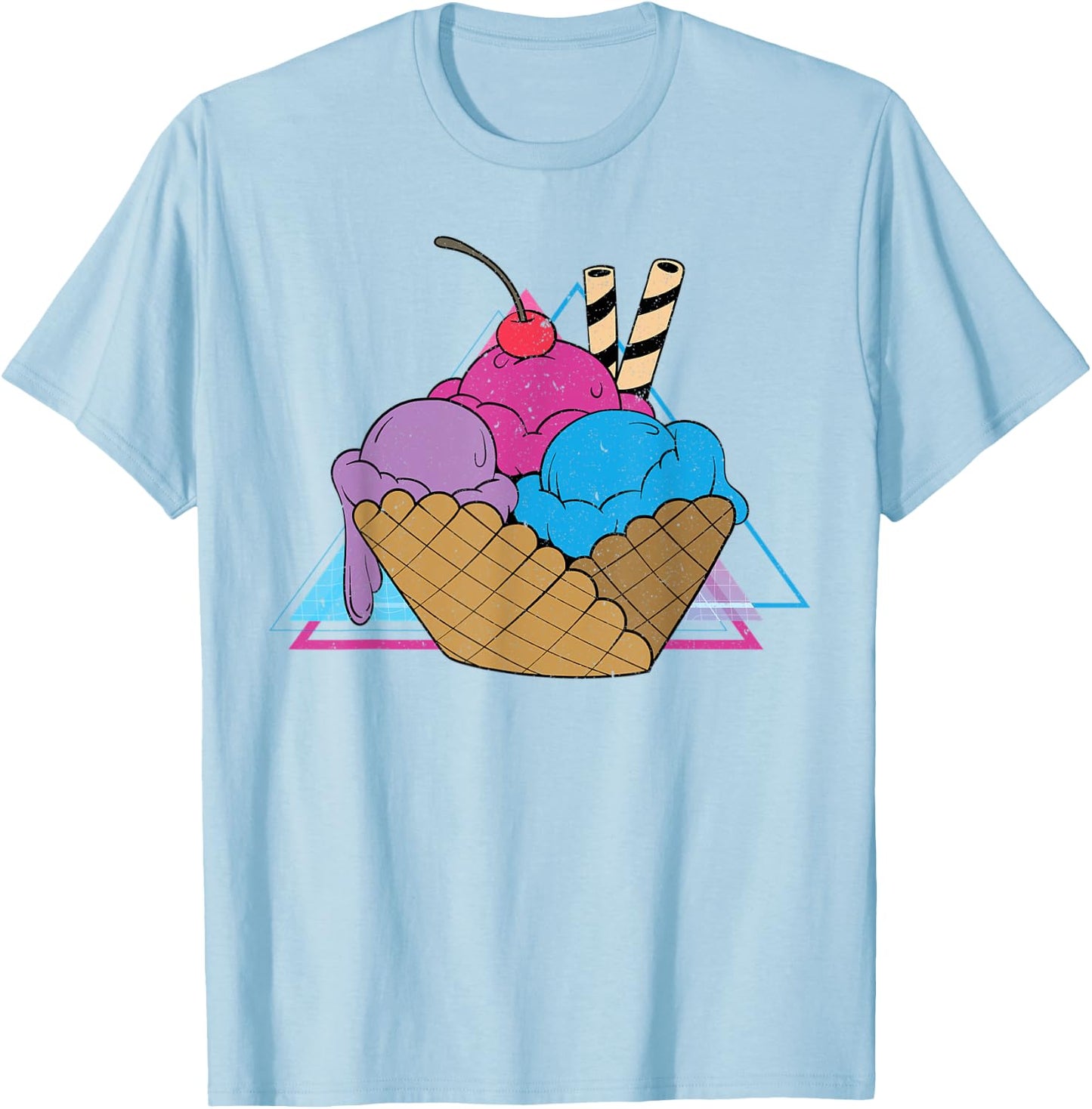 Ice Cream Lover 80s Vaporwave Art Summer Sweets Ice Cream Women Kids T-Shirt - T-Shirt | Light Blue