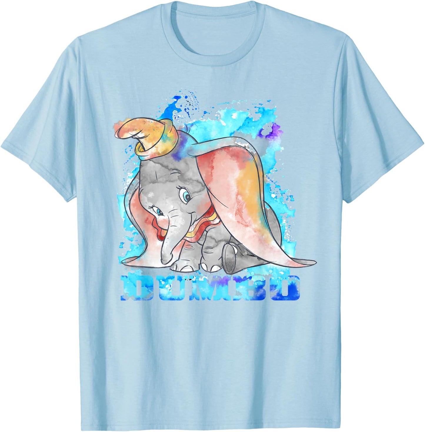 Disney Dumbo Watercolor Portrait Small T-Shirt - T-Shirt | Light Blue