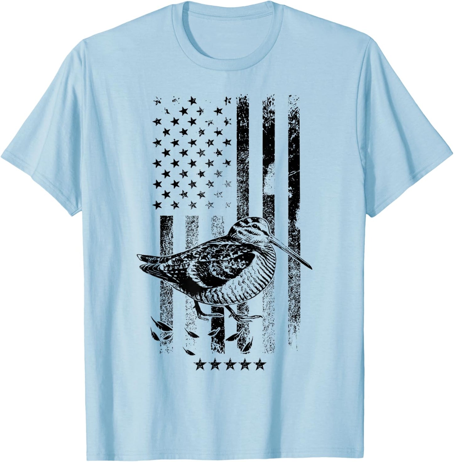 USA American Flag Hunters - Hunting Woodcock Bird T-Shirt - T-Shirt | Light Blue