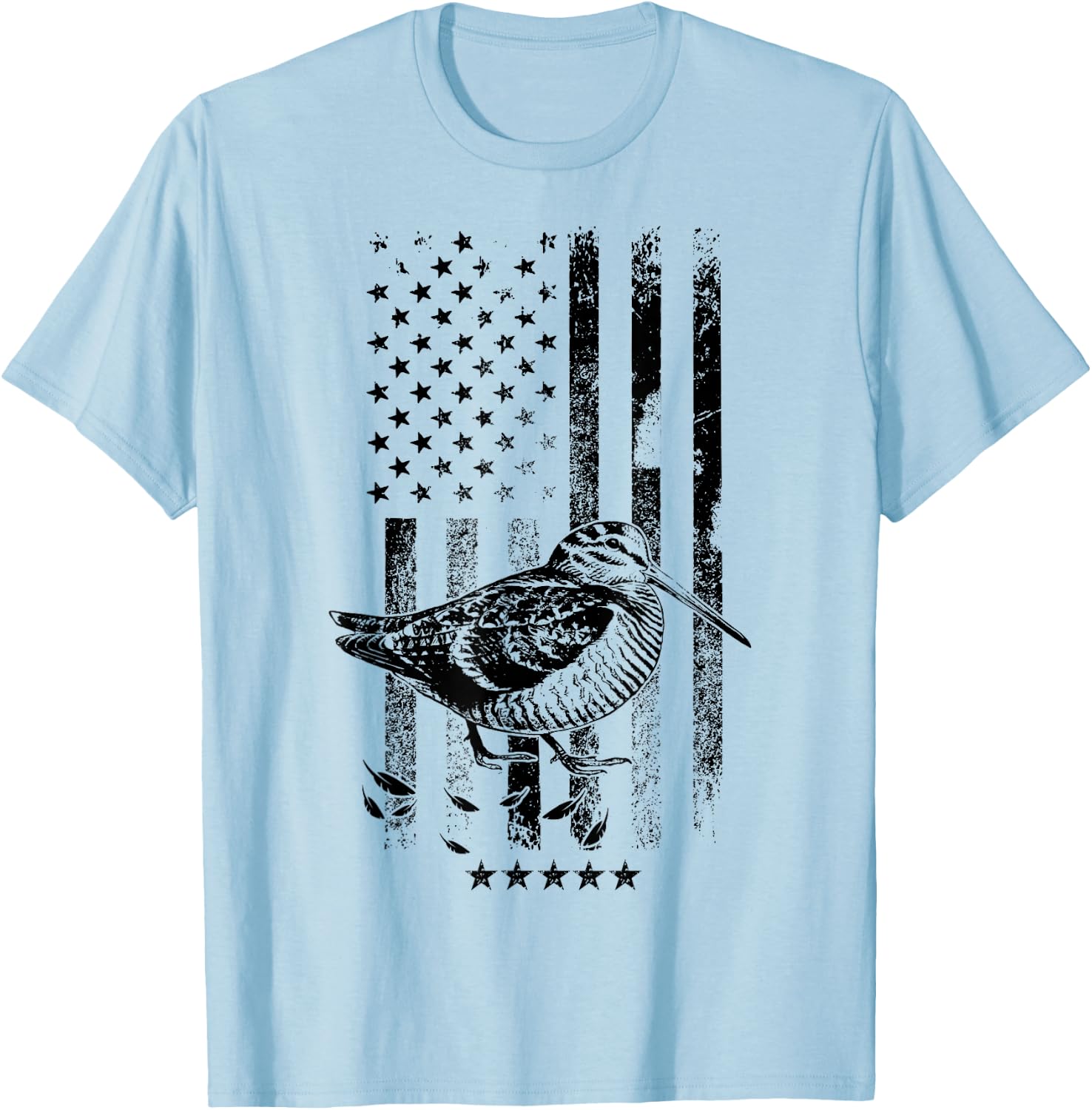 USA American Flag Hunters - Hunting Woodcock Bird T-Shirt - T-Shirt | Light Blue