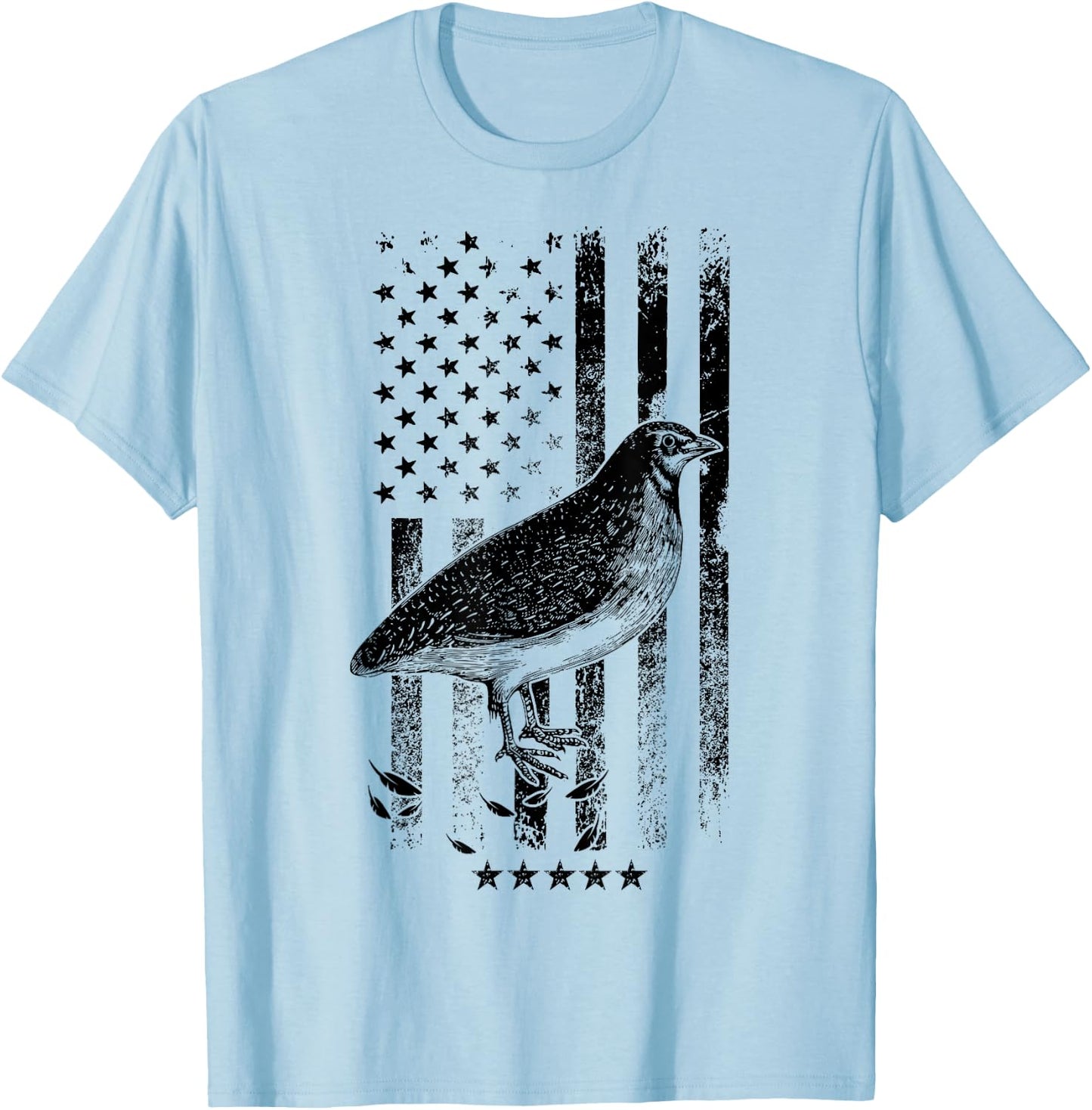 USA American Flag Hunters - Hunting Quail Bird T-Shirt - T-Shirt | Light Blue