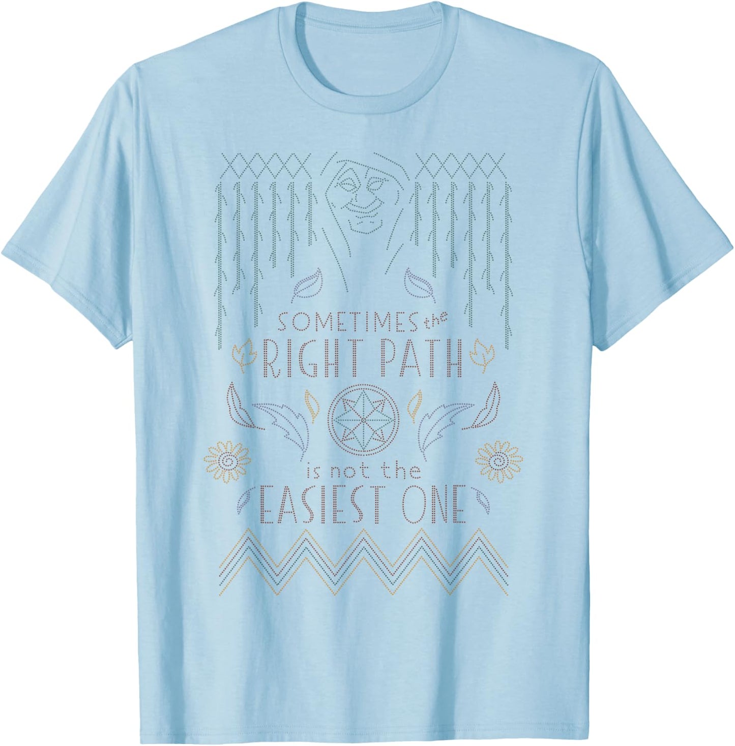 Disney Pocahontas Grandmother Willow Faux Stitch T-Shirt - T-Shirt | Light Blue