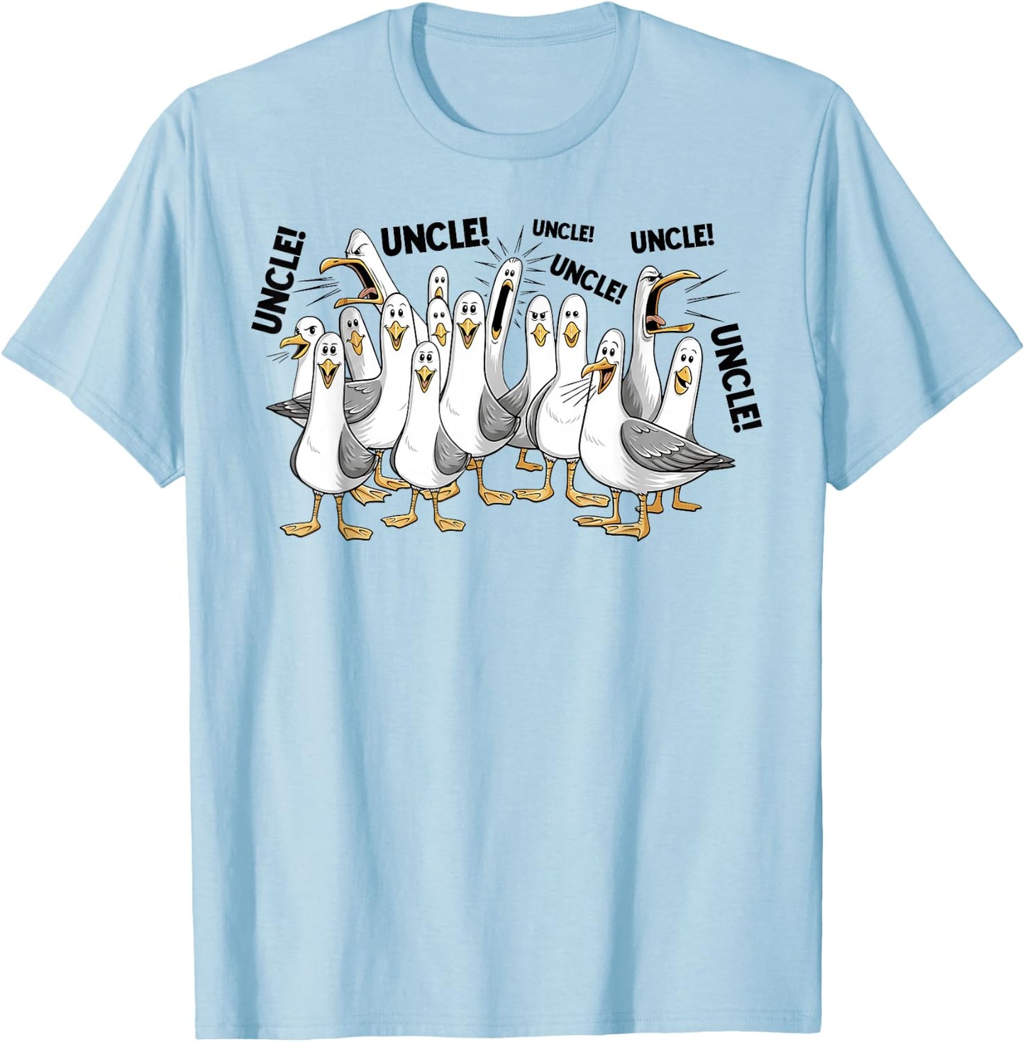 Funny Seagull Uncle Meme Shirt Loud Uncle Calling Ocean Life T-Shirt - T-Shirt | Light Blue
