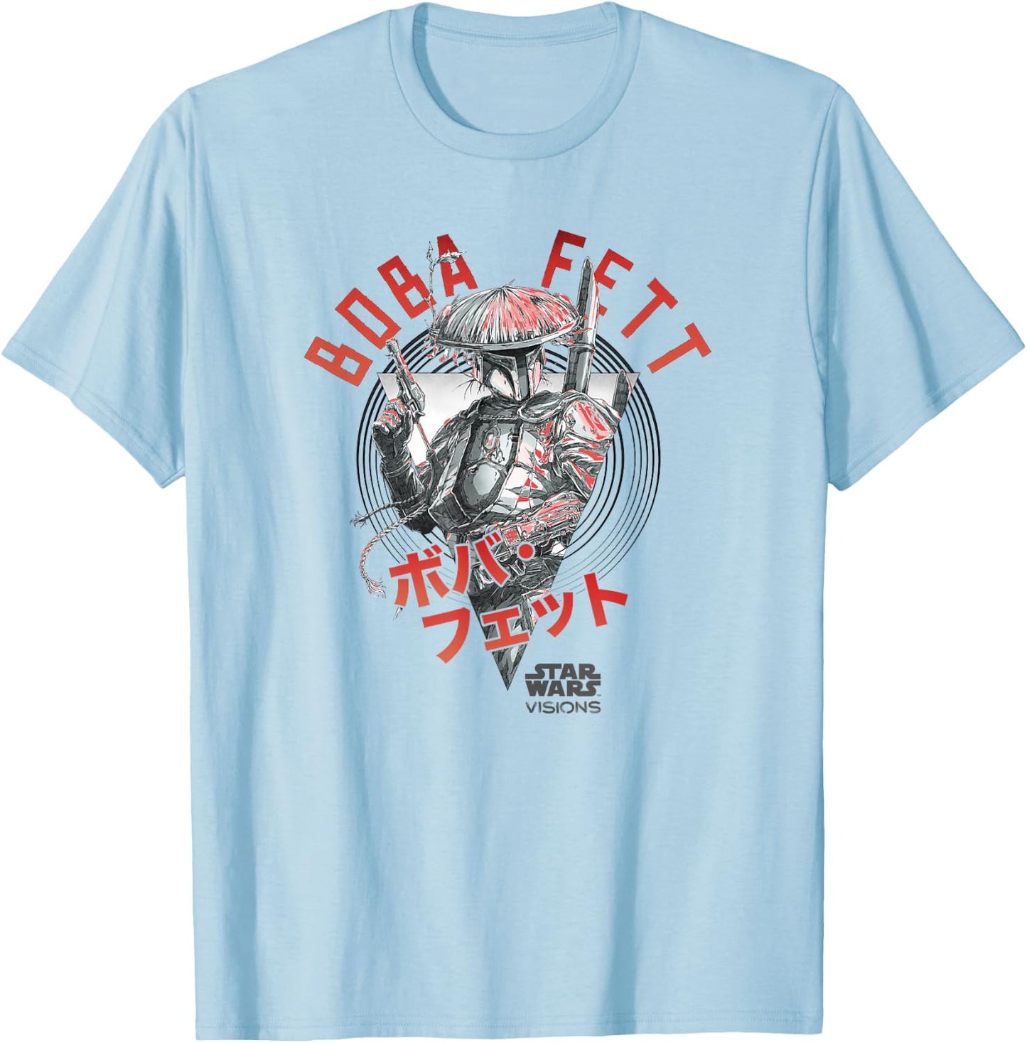 Star Wars Visions Boba Fett Kanji Poster T-Shirt - T-Shirt | Light Blue