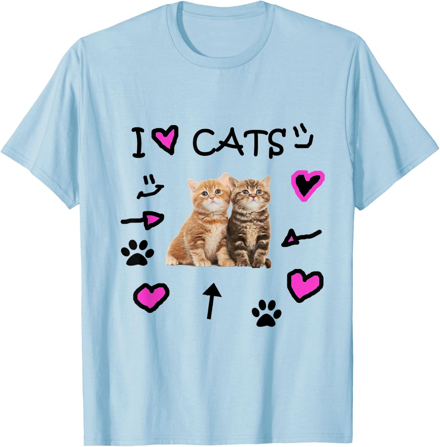 I Love Cats - Cat Lover Shirt T-Shirt - T-Shirt | Light Blue