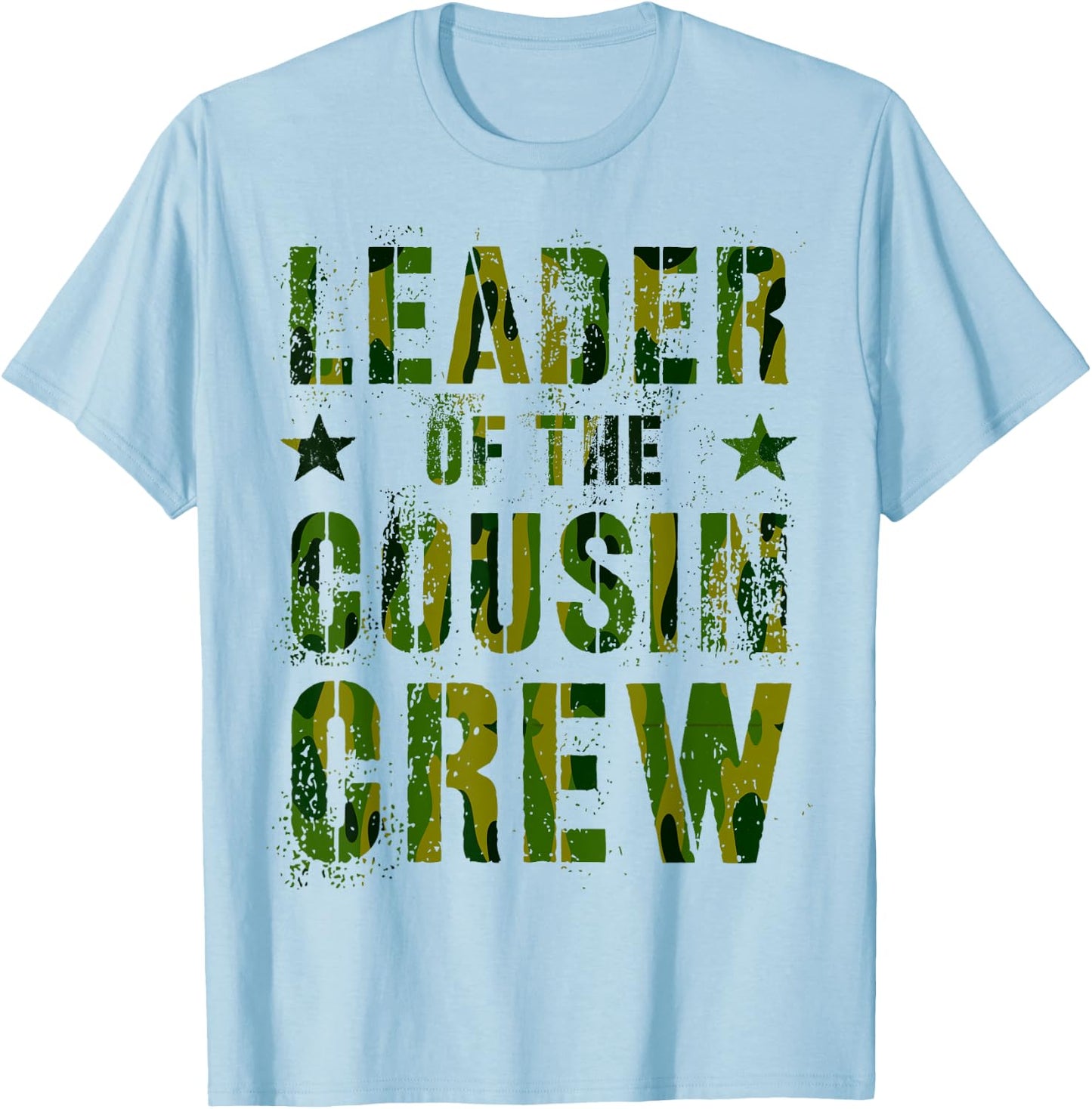 LEADER OF THE COUSIN CREW Funny Grandma Grandpa Camp Camo T-Shirt - T-Shirt | Light Blue