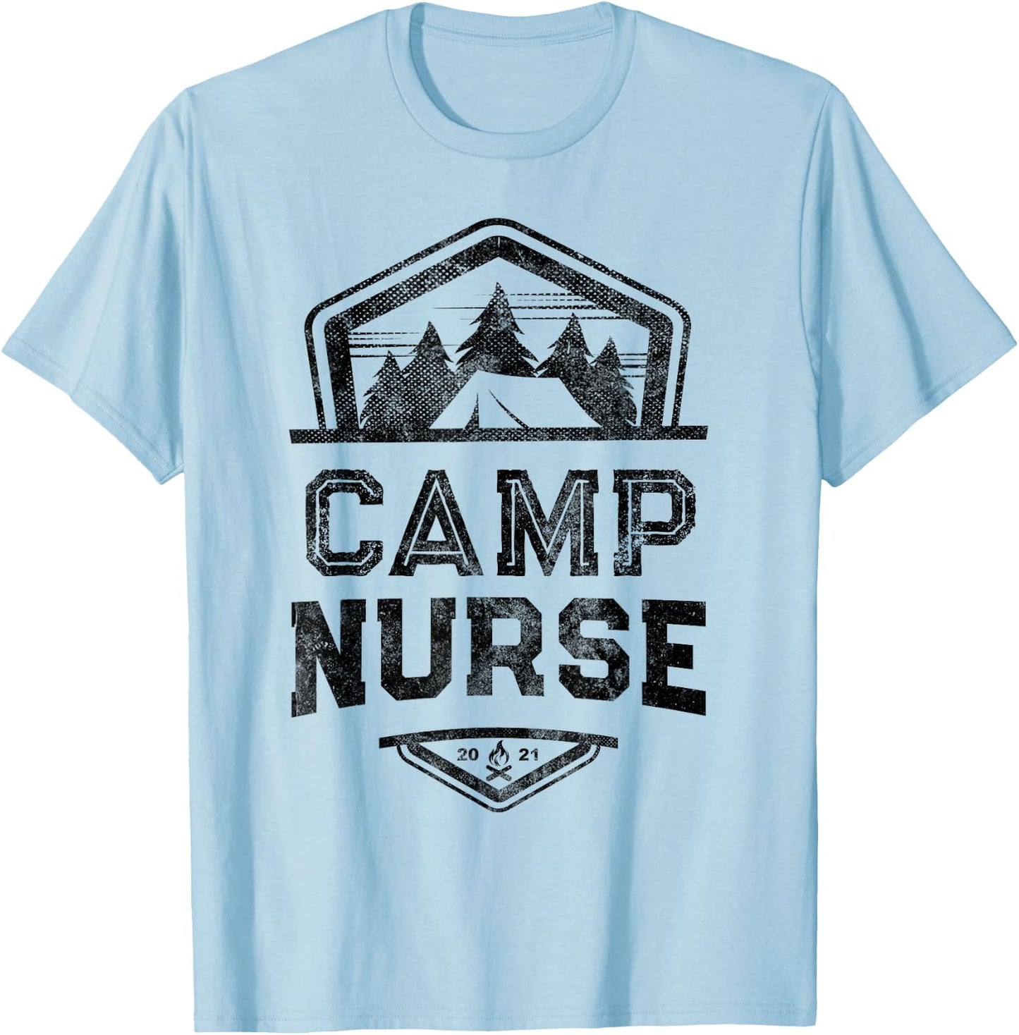 Vintage CAMP NURSE Medical Staff Summer Campground Crew T-Shirt - T-Shirt | Light Blue