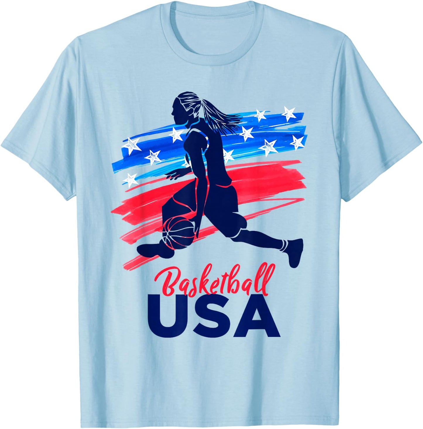 Basketball USA Support Team Shirt Basketball Lover T-Shirt - T-Shirt | Light Blue
