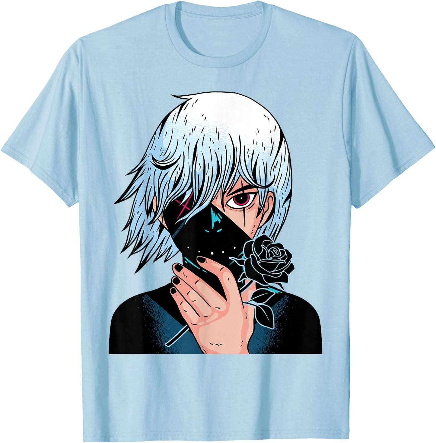 Black Roses - Alt Aesthetic - Anime Manga Pink T-Shirt - T-Shirt | Light Blue