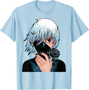 Black Roses - Alt Aesthetic - Anime Manga Pink T-Shirt - T-Shirt | Light Blue