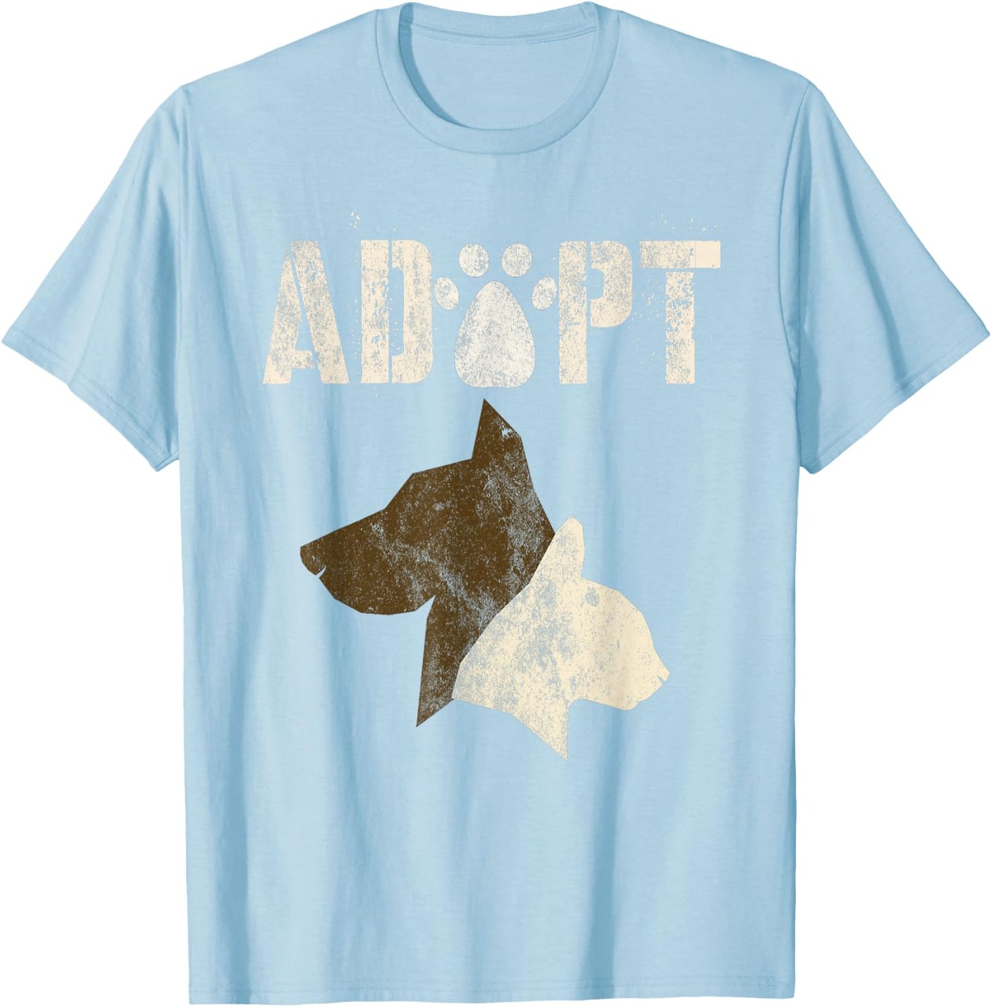 ADOPT Vintage Animal Rescue Shelter Cats Dogs Adoption Dept T-Shirt - T-Shirt | Light Blue