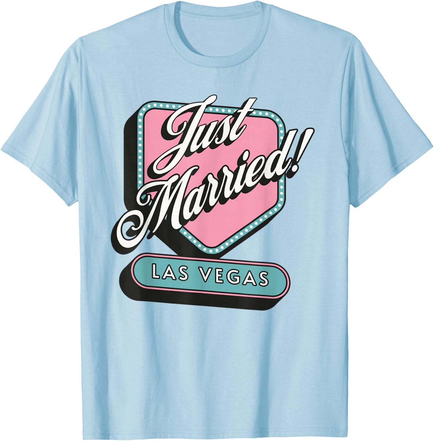 Just Married Las Vegas Wedding Bride Groom T-Shirt - T-Shirt | Light Blue