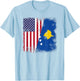 Half Kosovar Flag | Vintage Kosovo USA Gift T-Shirt - T-Shirt | Light Blue