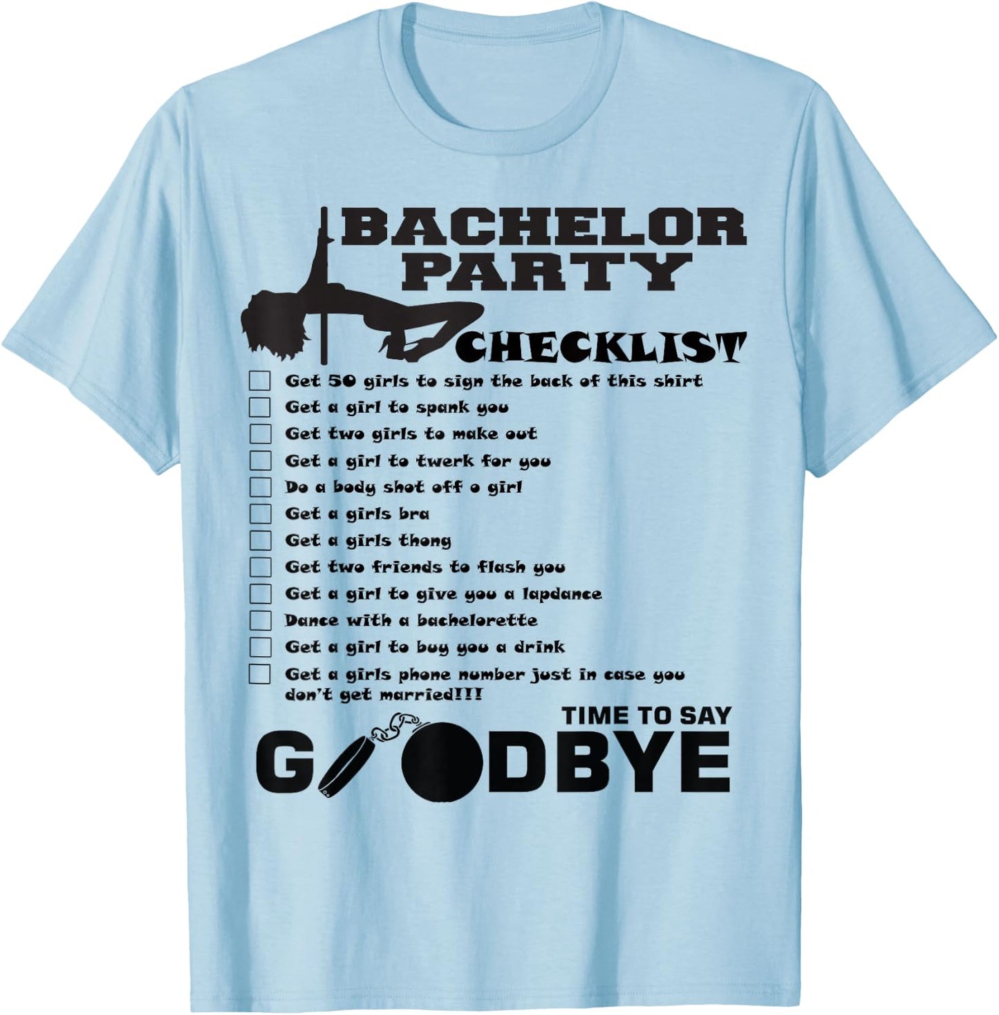 AMSER Co. Bachelor Party , Blue, Small T-Shirt - T-Shirt | Light Blue