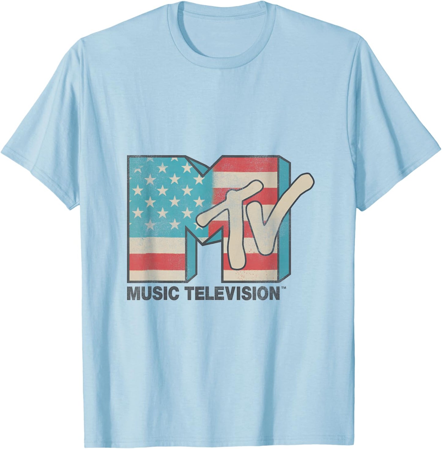MTV American Flag Logos T- Shirts T-Shirt - T-Shirt | Light Blue
