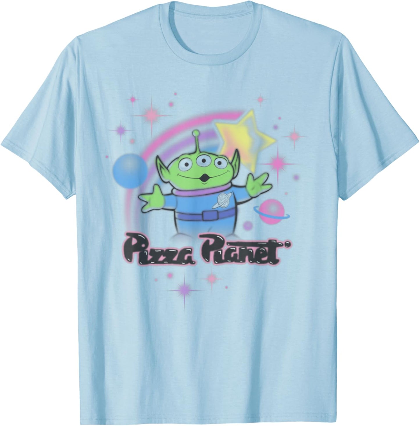 Disney Pixar Toy Story Alien Pizza Planet Airbrush T-Shirt - T-Shirt | Light Blue