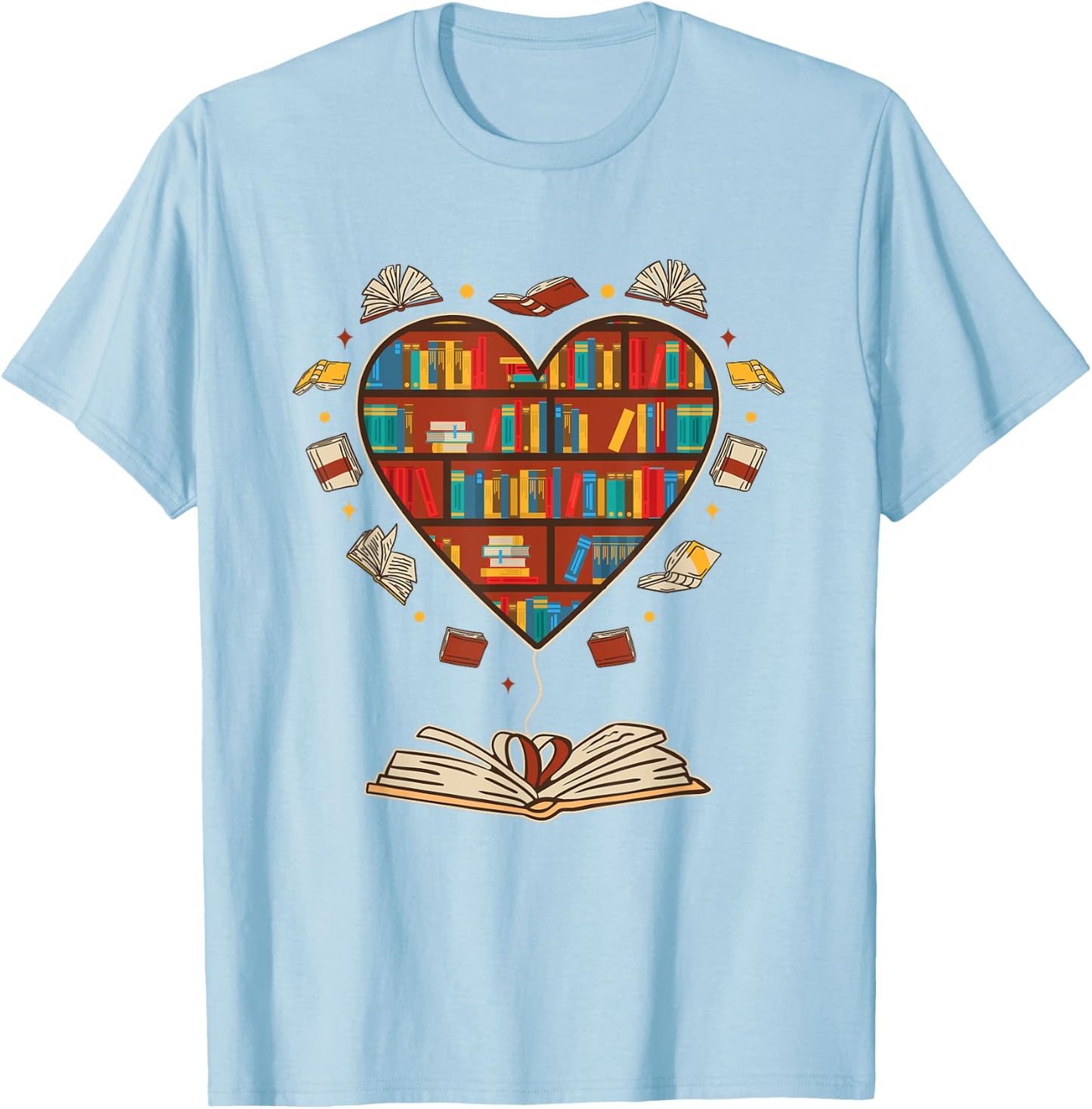 Heart Shape Librarian Themed Book Club Reading Book Lovers T-Shirt - T-Shirt | Light Blue