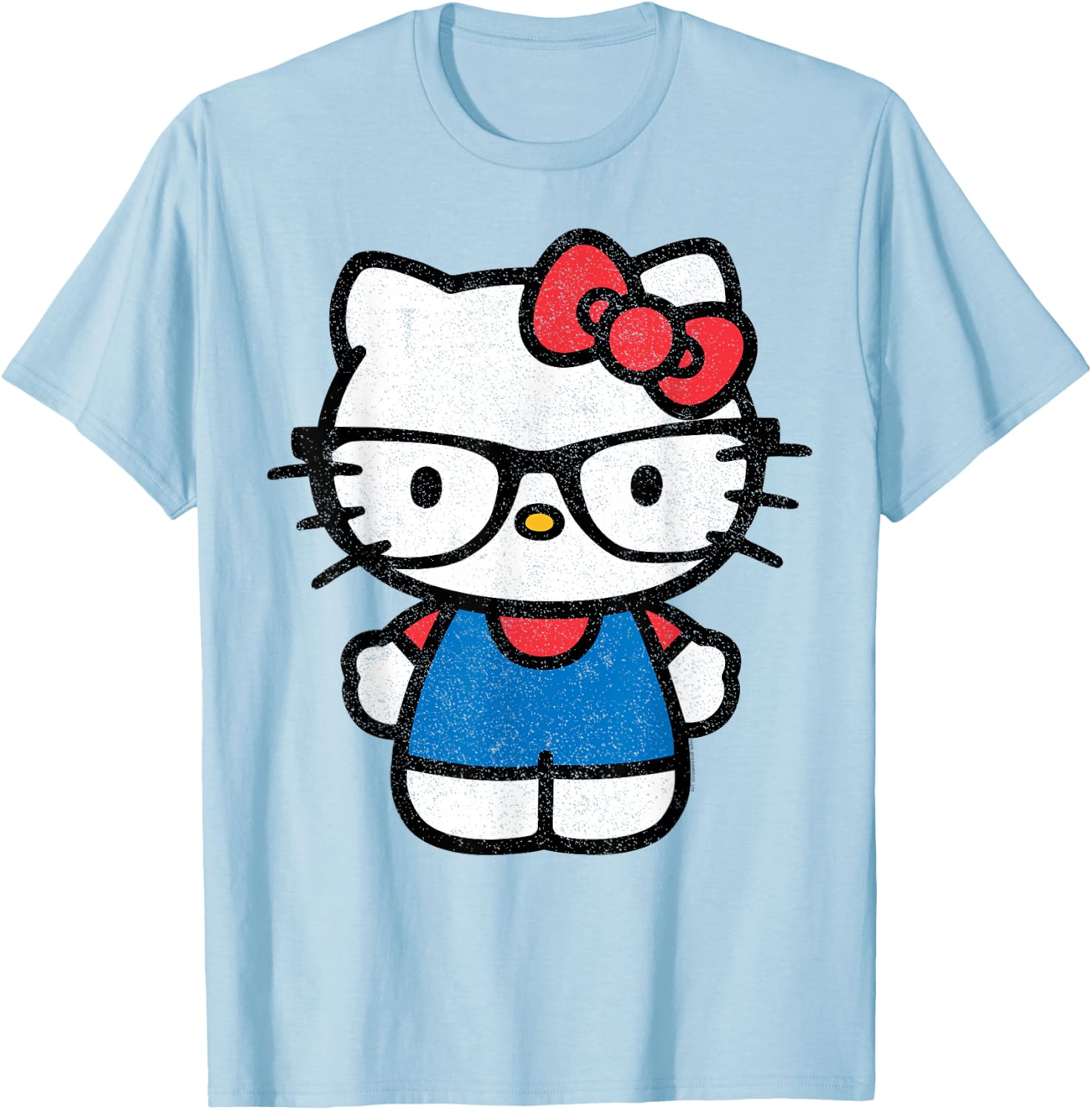 Hello Kitty Distressed Nerd Glasses Shirt T-Shirt - T-Shirt | Light Blue