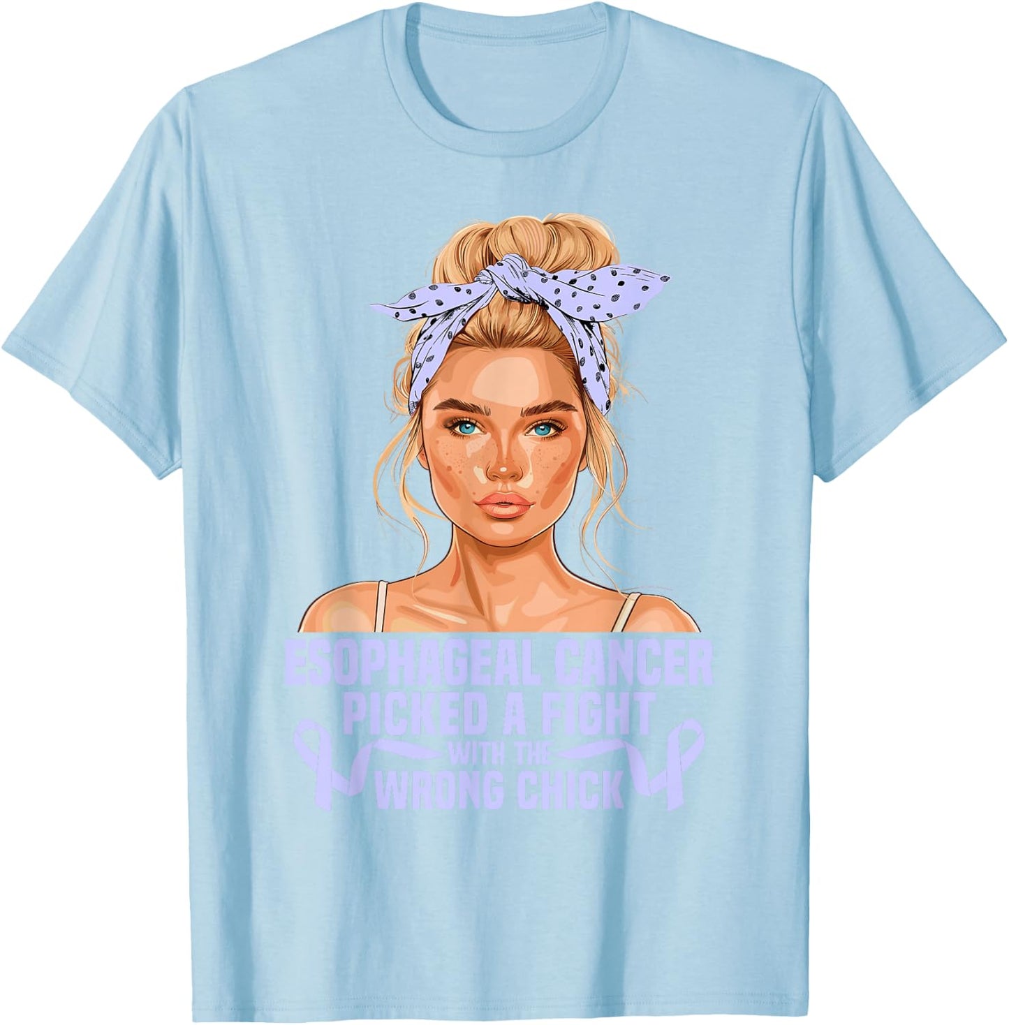 Cancer Awareness Month Women Fighter Esophageal Cancer T-Shirt - T-Shirt | Light Blue