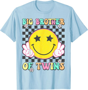 Big Brother Of Twins Older Brother of Twin Announcement T-Shirt - T-Shirt | Light Blue