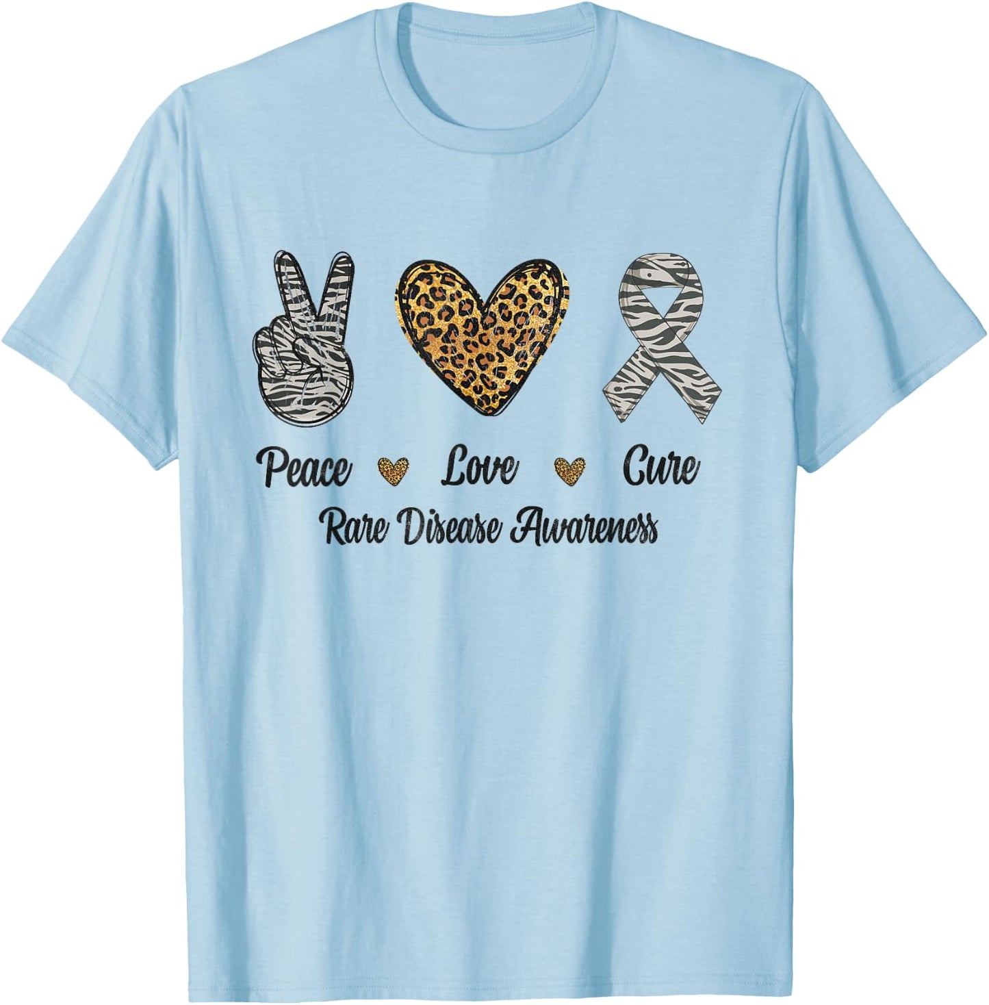 Peace Love Cure Rare Disease Awareness Support Leopard Men T-Shirt - T-Shirt | Light Blue