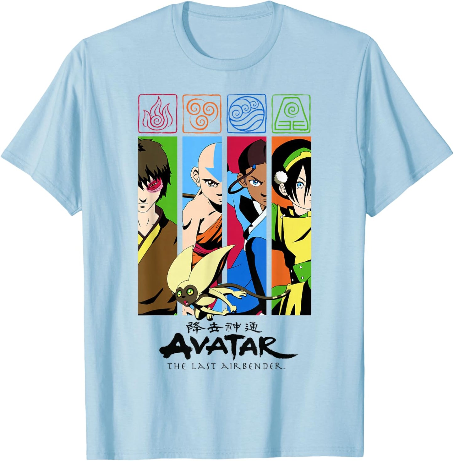 Avatar: The Last Airbender Group Character Panels Small T-Shirt - T-Shirt | Light Blue