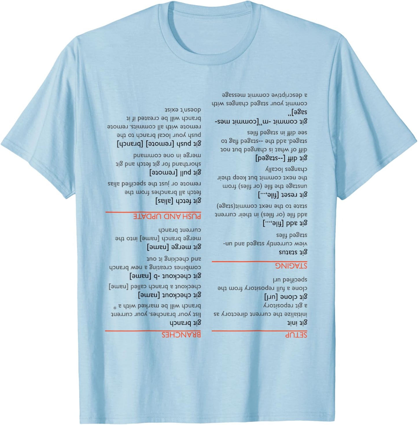 Upside down git cheat sheet T-Shirt - T-Shirt | Light Blue