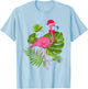 Tropical Santa Hat Flamingo Hawaii Summer Christmas In July Men Women Kids T-Shirt - T-Shirt | Light Blue