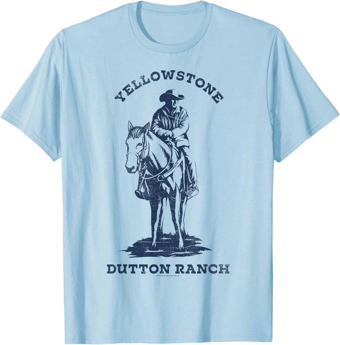 Yellowstone Navy Cowboy Dutton Ranch T-Shirt - T-Shirt | Light Blue