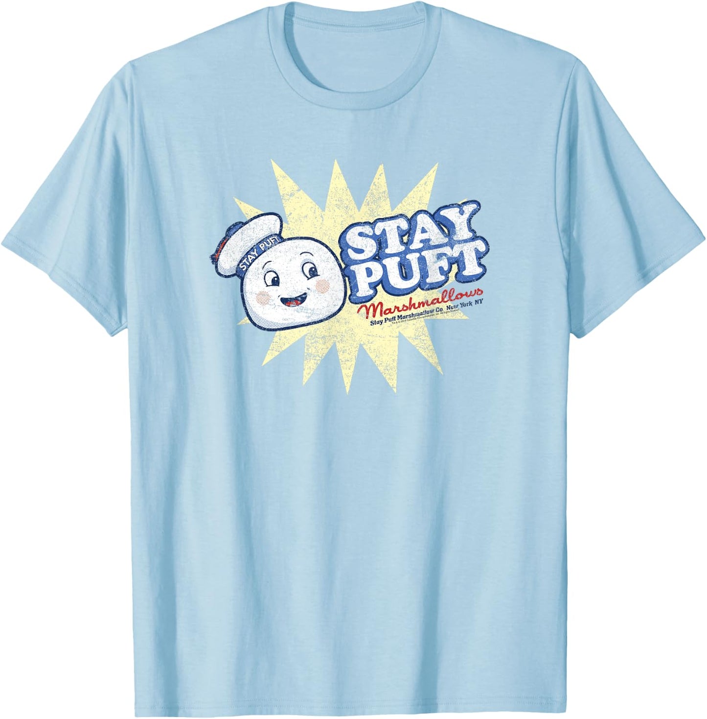Ghostbusters Vintage Marshmallow Man Poster T-Shirt - T-Shirt | Light Blue