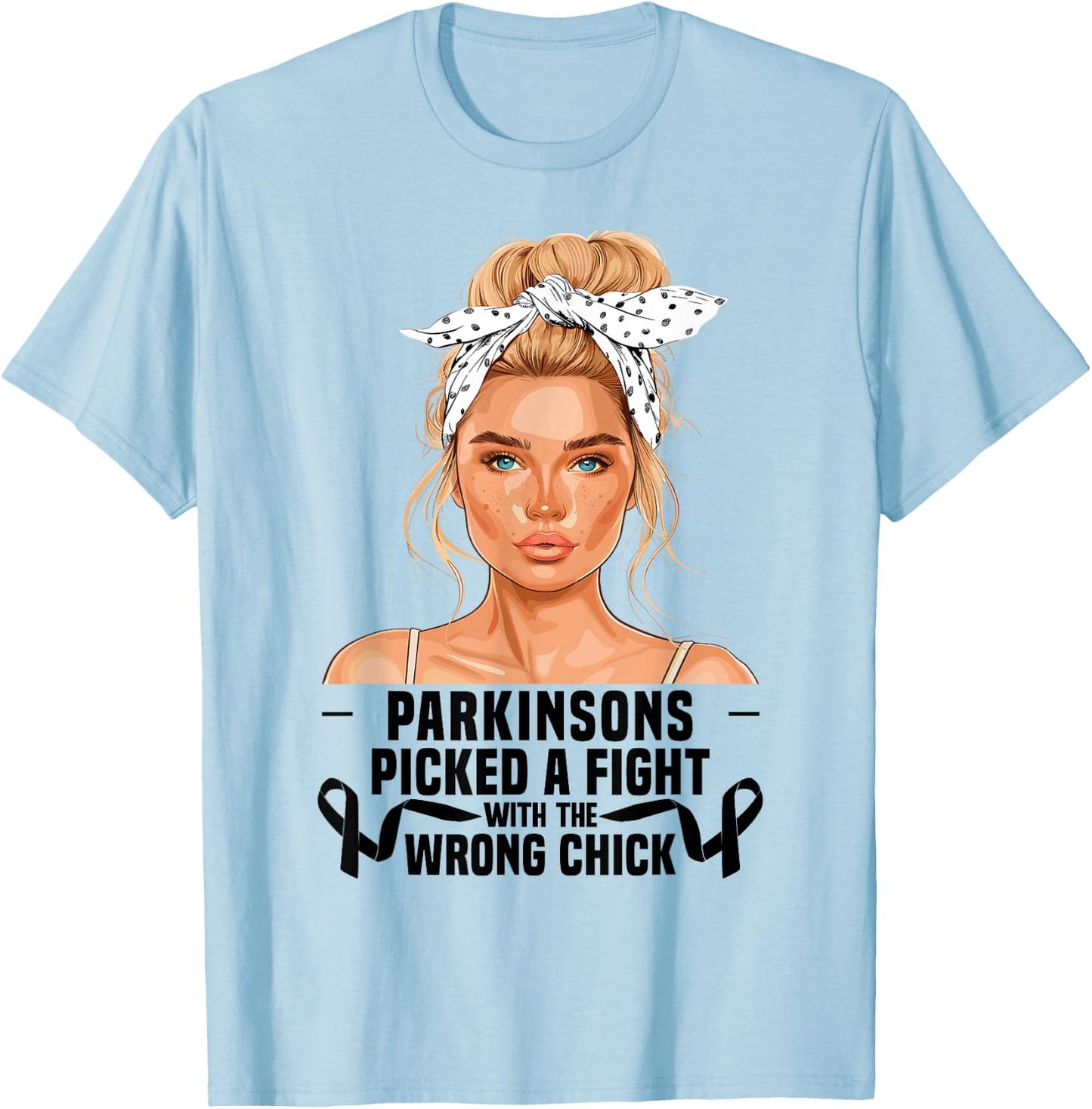 Parkinsons Awareness Month Women Fighter Parkinsons T-Shirt - T-Shirt | Light Blue
