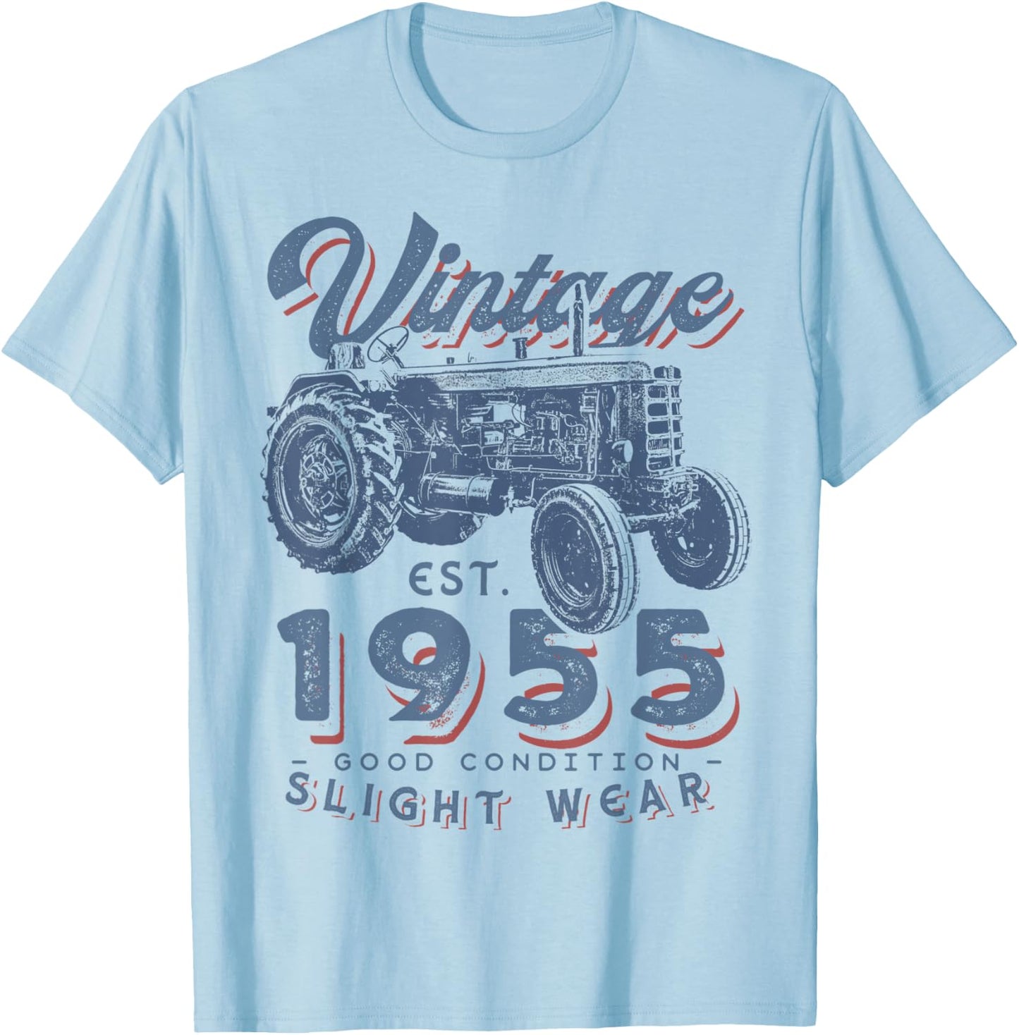 Vintage Farmer Tractor established 1955 67th Birthday Party T-Shirt - T-Shirt | Light Blue