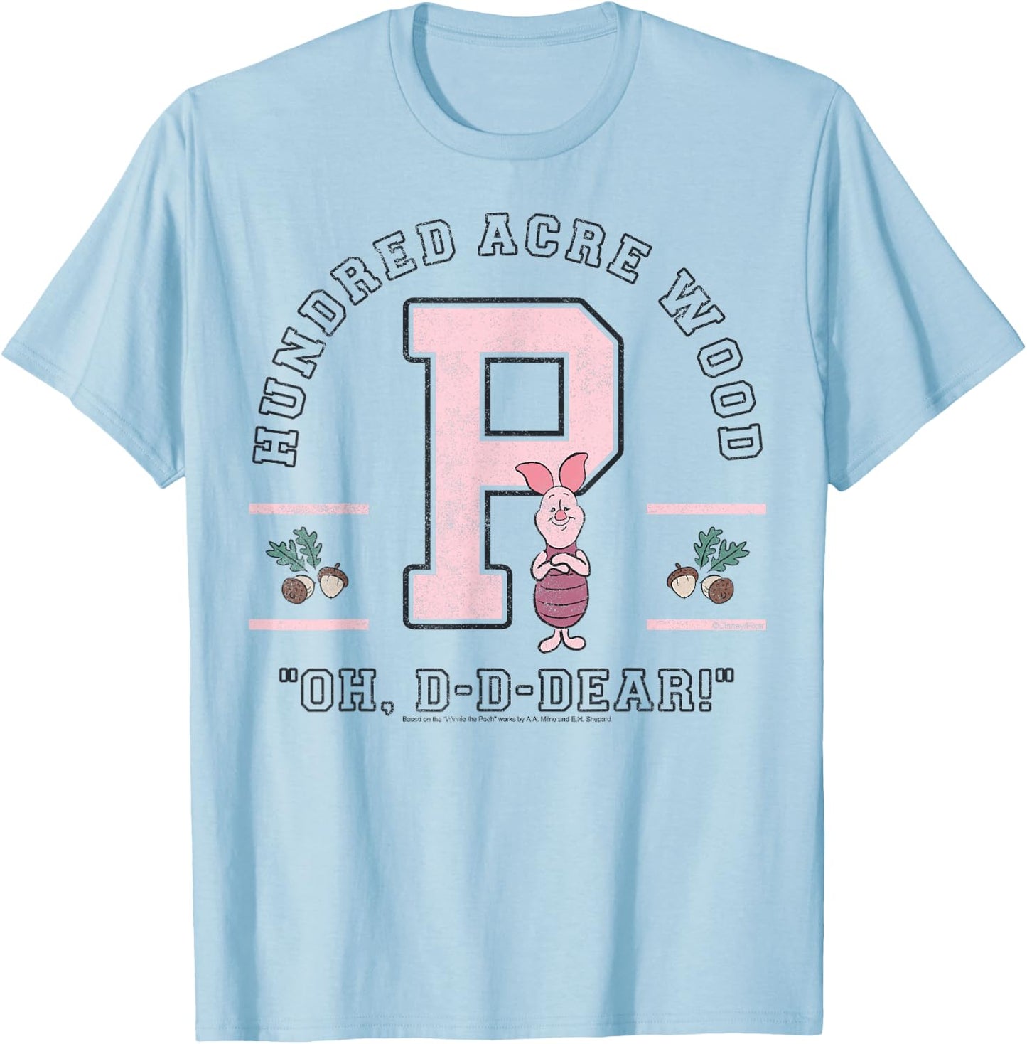 Disney Winnie The Pooh Piglet Hundred Acre Wood Oh D-D-Dear T-Shirt - T-Shirt | Light Blue