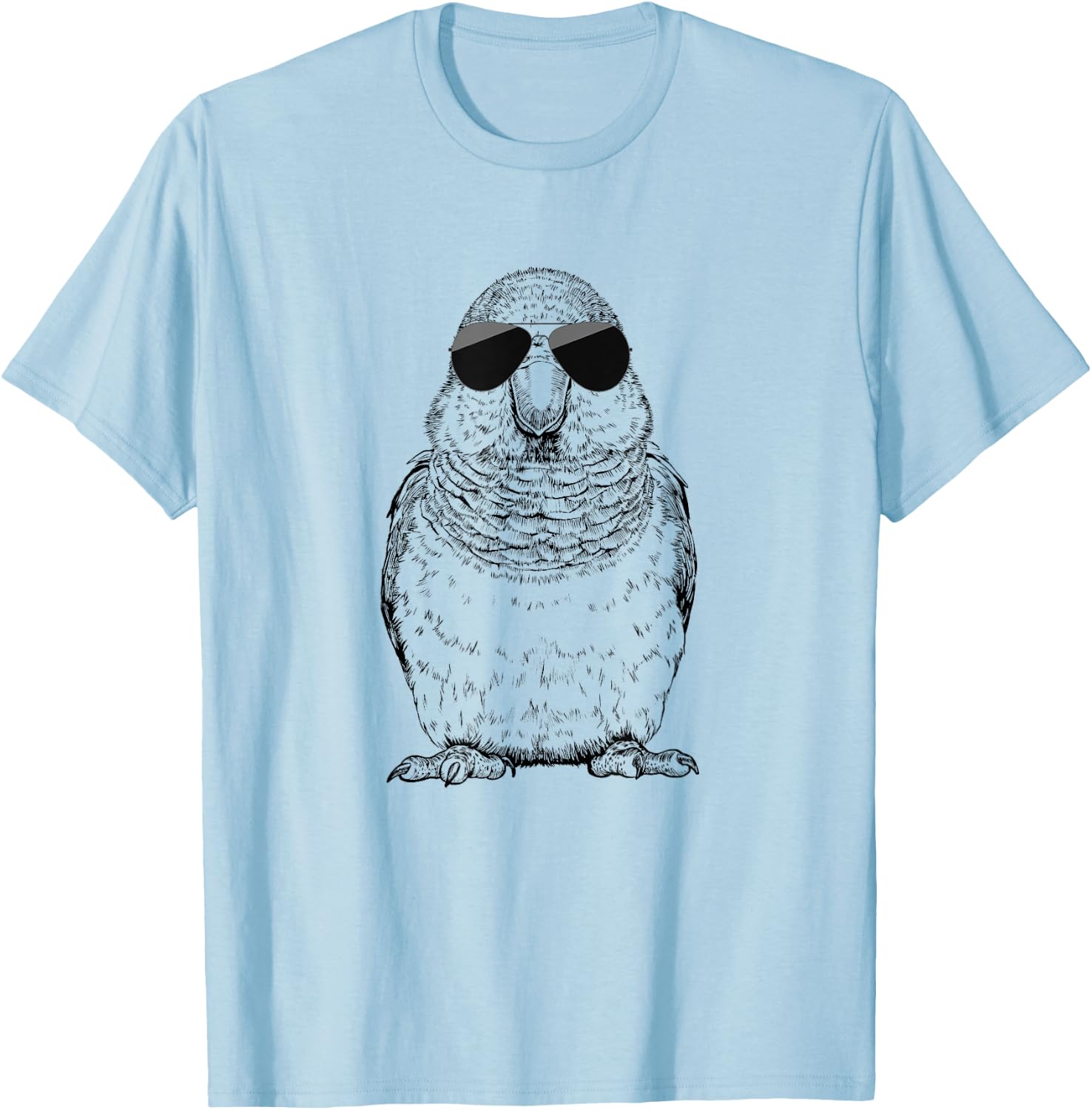 Quaker Parrot Bird with Sunglasses -Adults, Kids T-Shirt - T-Shirt | Light Blue
