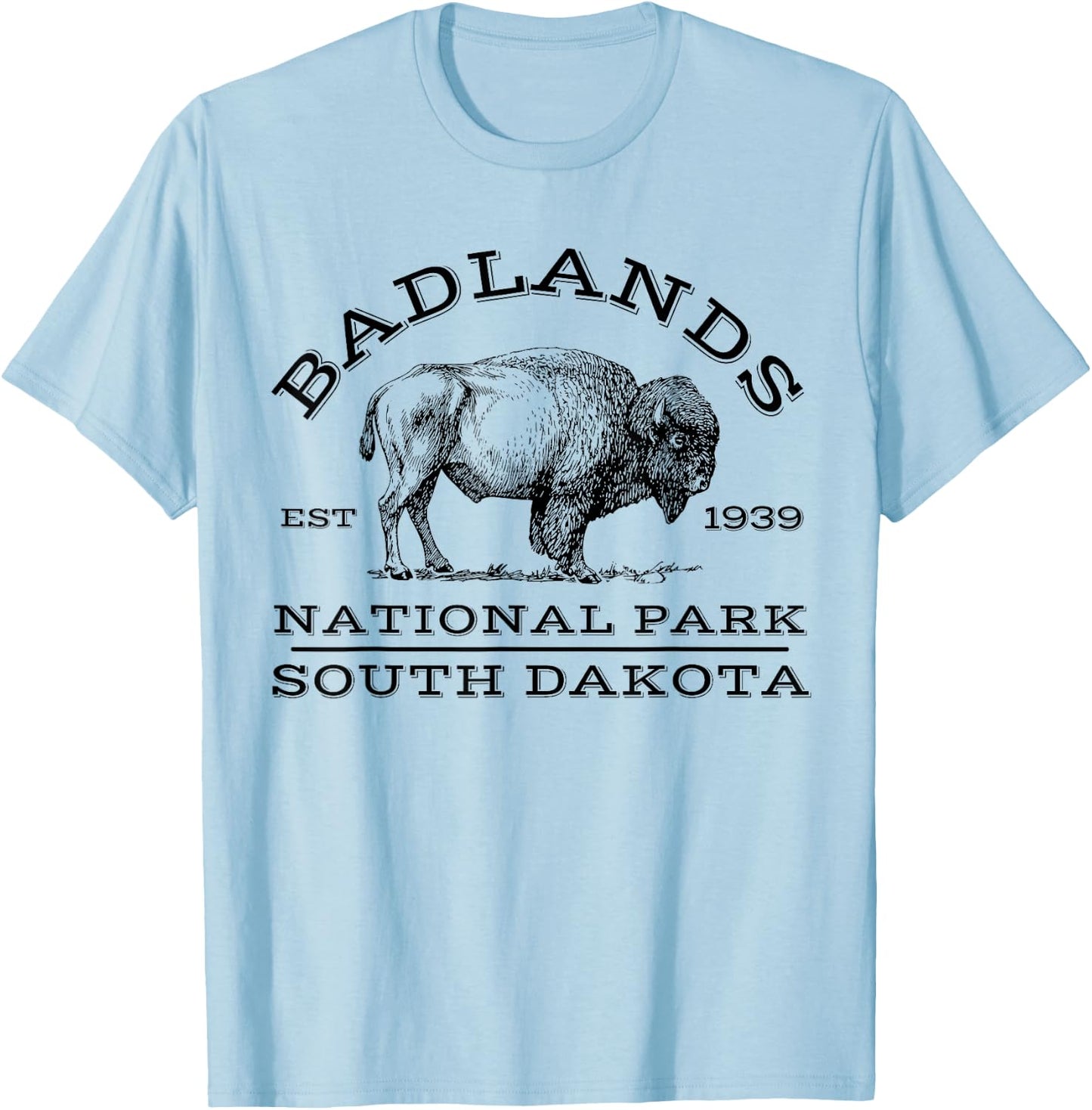 Badlands National Park Buffalo South Dakota Hike Outdoors T-Shirt - T-Shirt | Light Blue